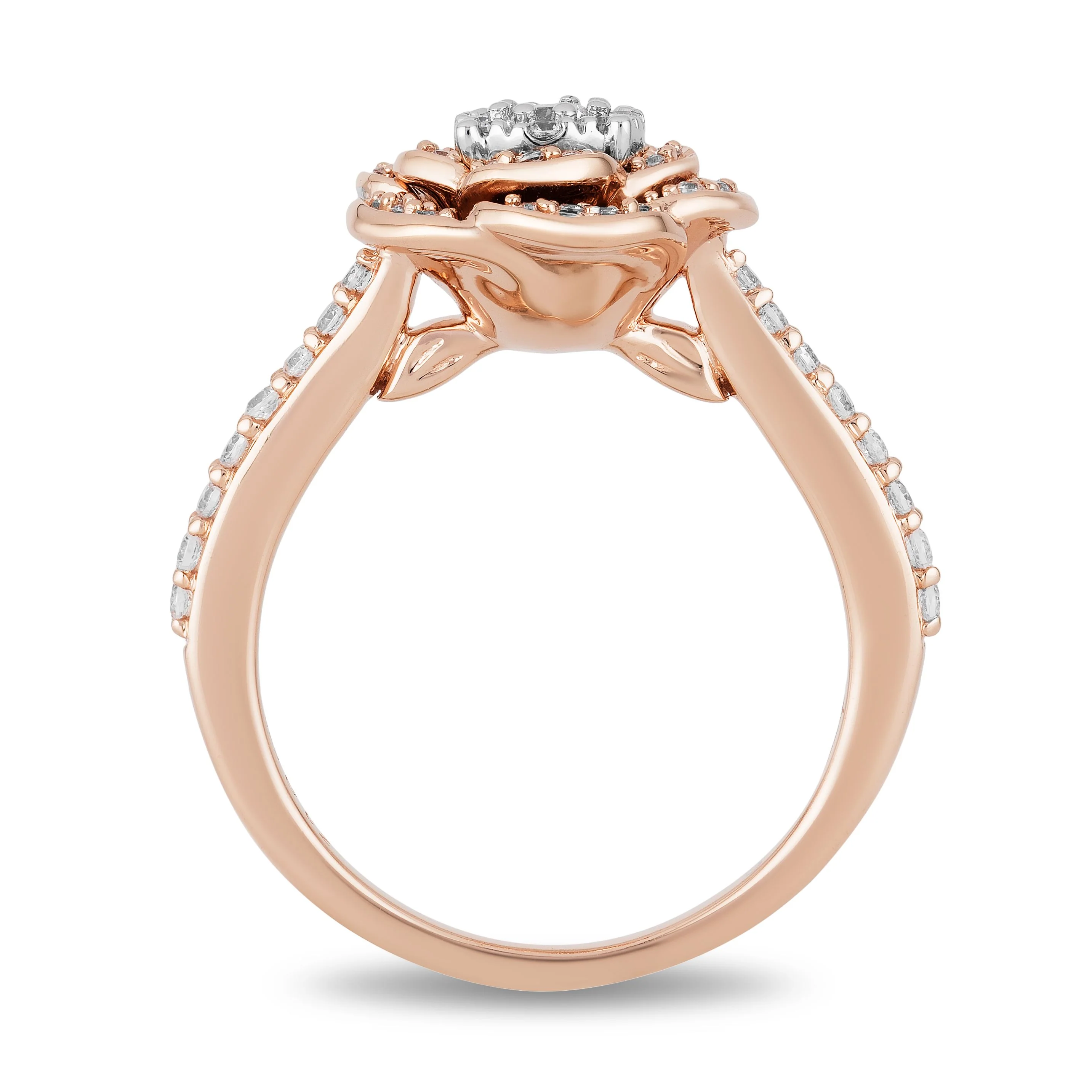Enchanted Disney Fine Jewelry 10K Rose Gold with 1/2 CTTW Belle Rose Engagement Ring - Image 4