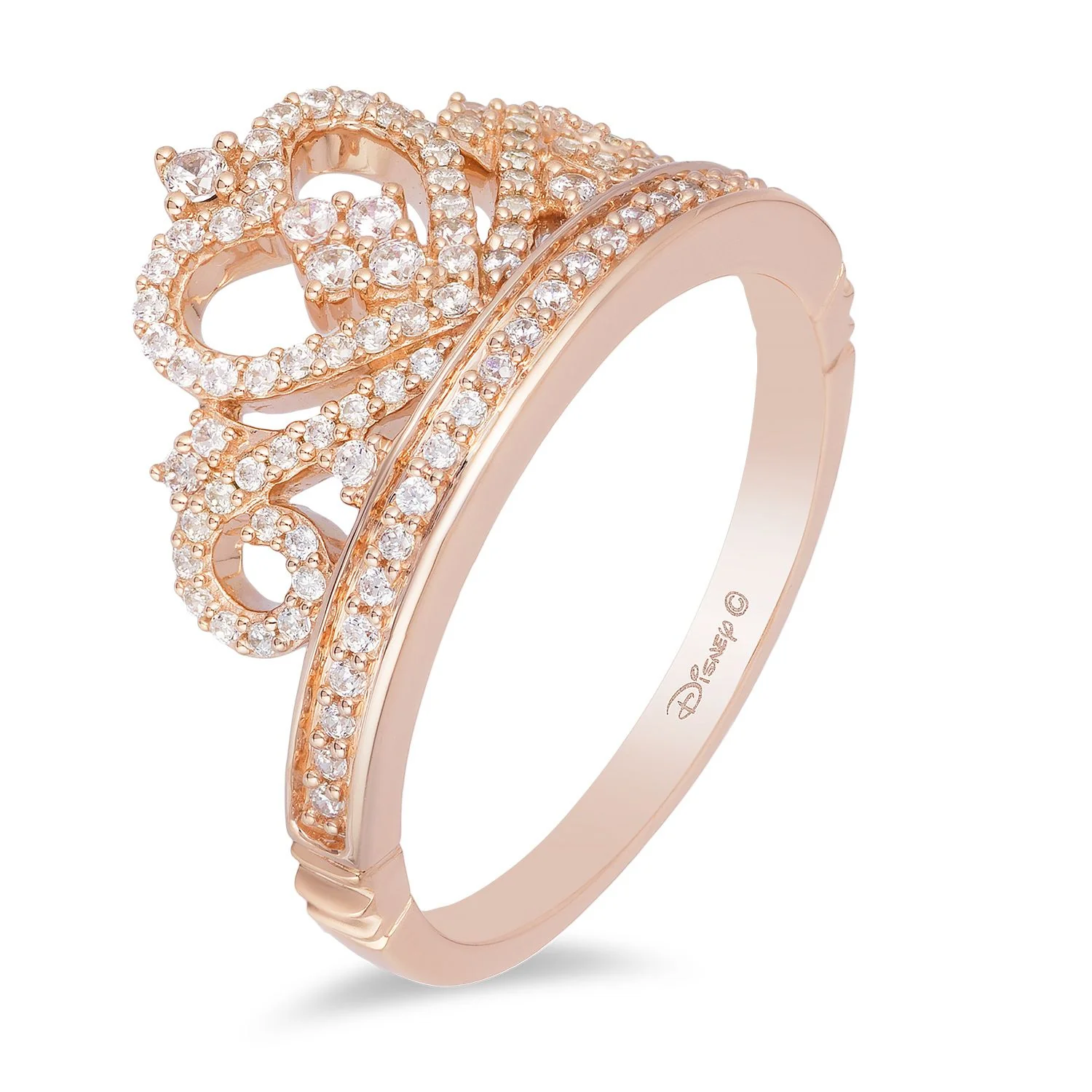 Enchanted Disney Fine Jewelry 10K Rose Gold with 1/3 CTTW Diamonds Majestic Princess Tiara Ring - Image 4