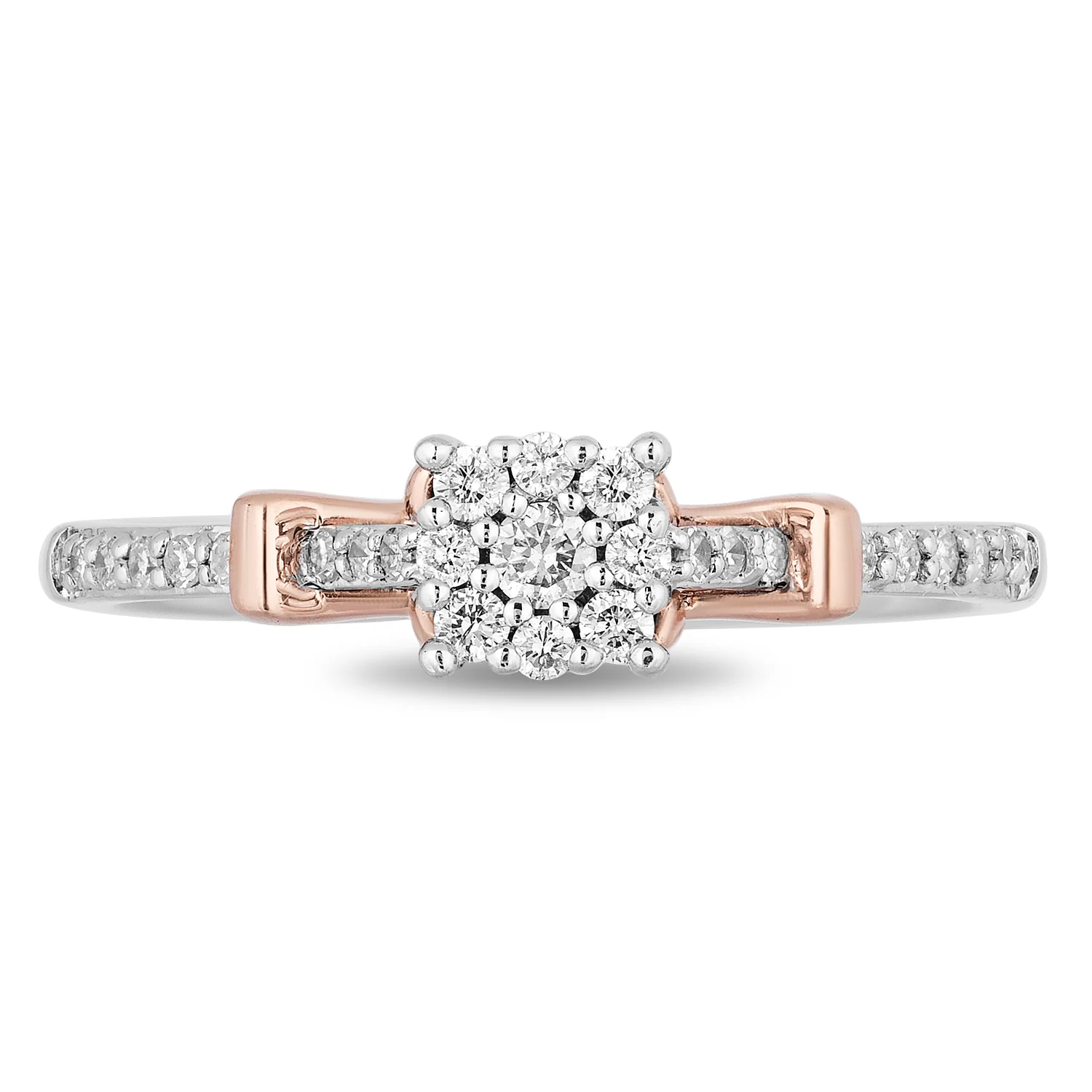 Enchanted Disney Fine Jewelry 10K White Gold and Rose Gold with 1/5 CTTW Diamond Snow White Promise Ring - Image 3