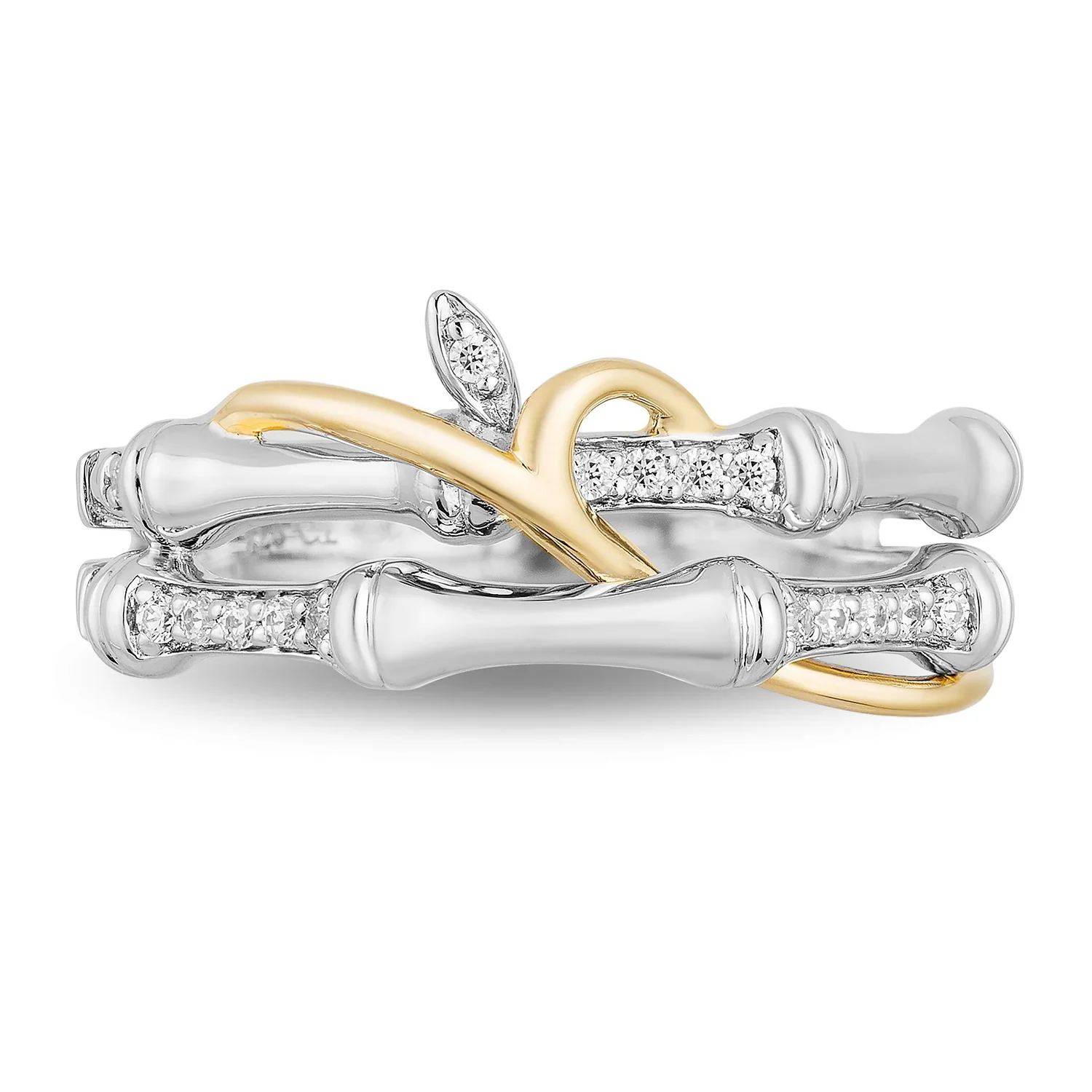 Enchanted Disney Fine Jewelry 10K White Gold and Yellow Gold 1/10 CTTW Mulan Ring - Image 3