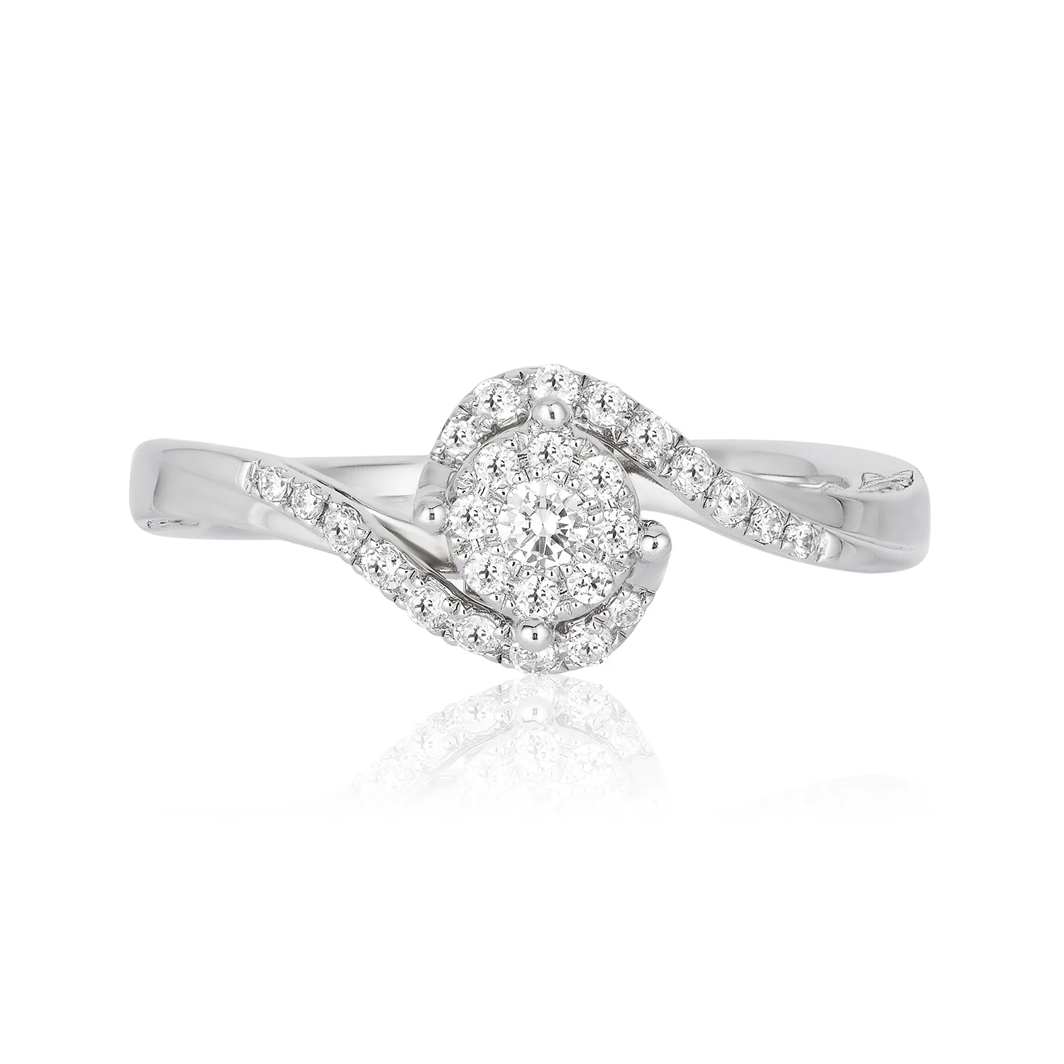 Enchanted Disney Fine Jewelry 10K White Gold and Yellow Gold with 1/3 CTTW Diamond Tinker Bell Engagement Ring - Image 3