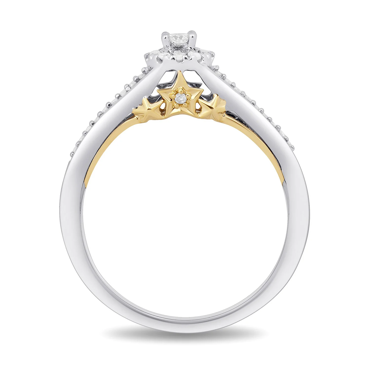 Enchanted Disney Fine Jewelry 10k White Gold and Yellow Gold with 1/5 CTTW Tinker Bell Promise Ring - Image 4