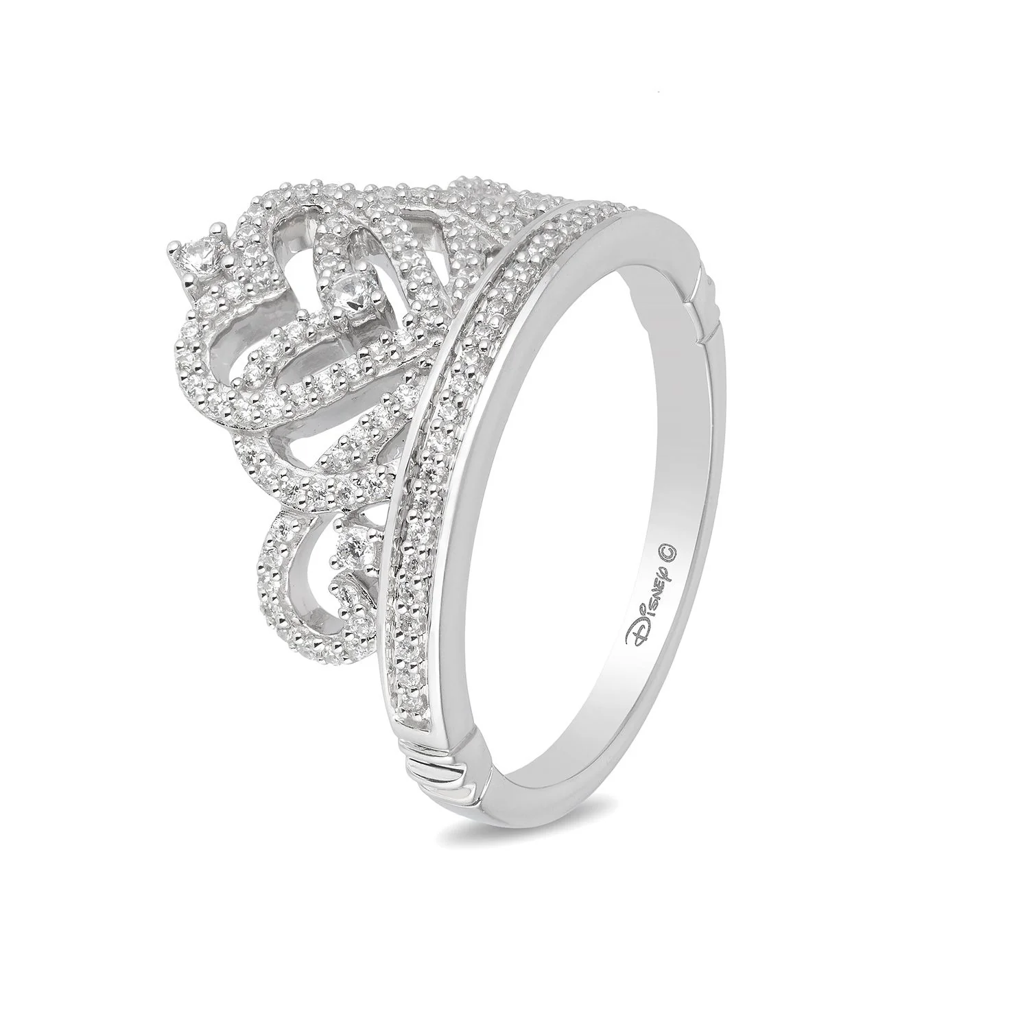 Enchanted Disney Fine Jewelry 10K White Gold 1/3 CTTW Majestic Princess Tiara Ring - Image 4