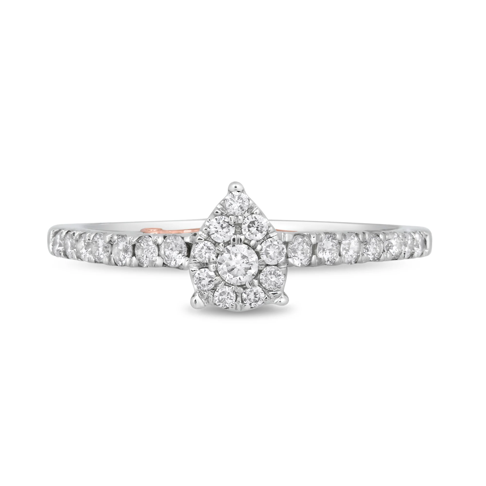 Enchanted Disney Fine Jewelry 10K White Gold and Rose Gold 1/3 CTTW Ariel Shell Engagement Ring - Image 3