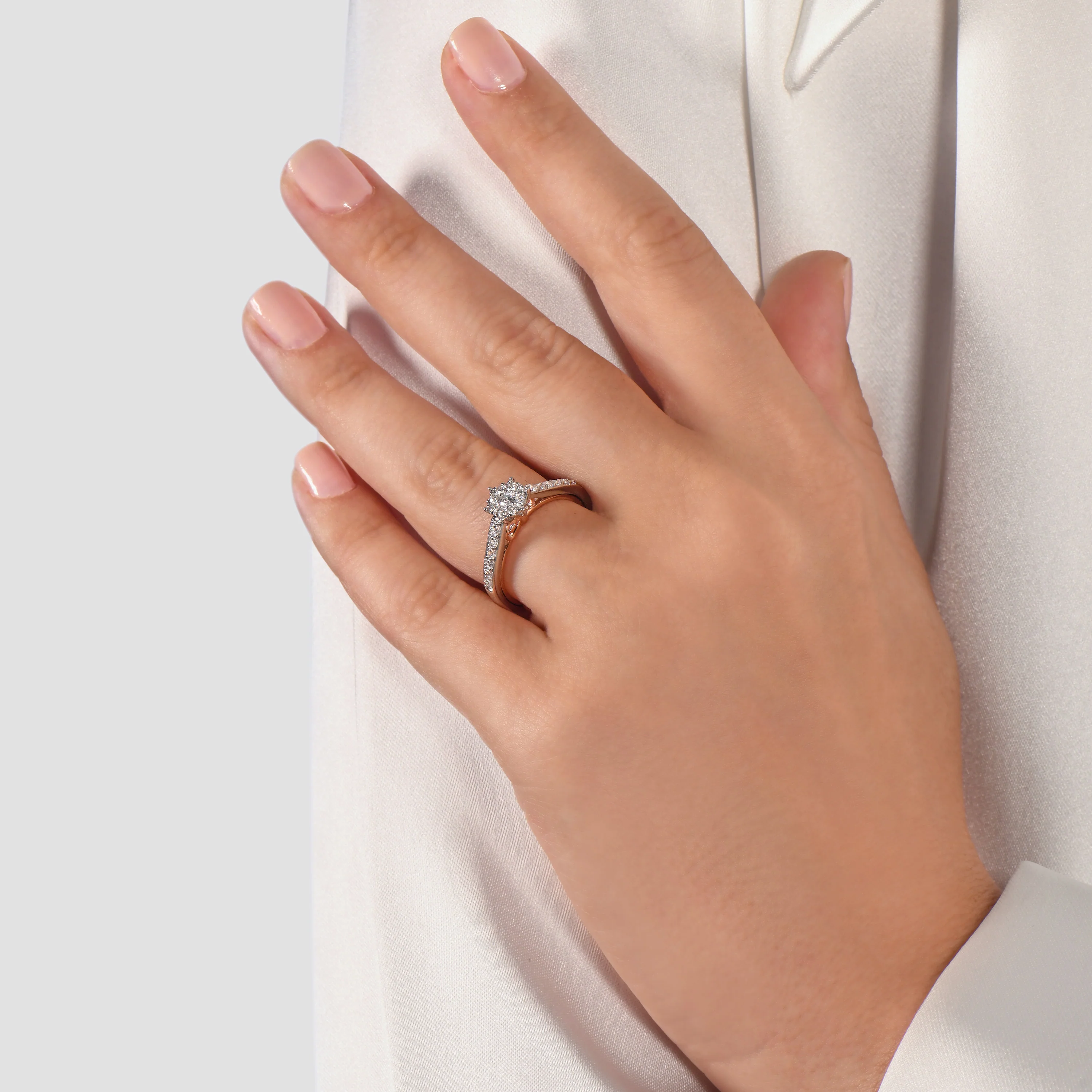 Enchanted Disney Fine Jewelry 10K White Gold and Rose Gold with 1/2 CTTW Snow White Disney Engagement Ring - Image 2