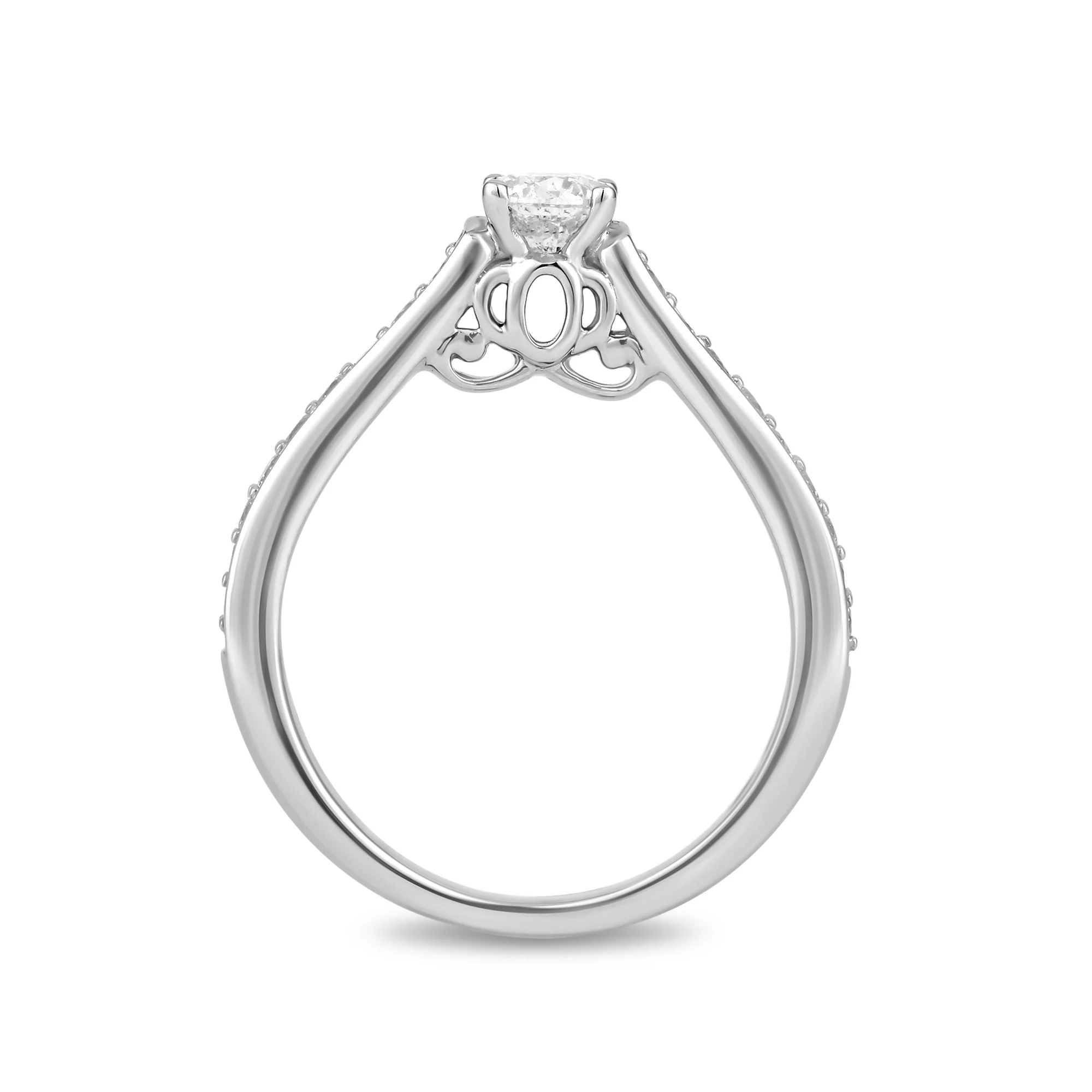 Enchanted Disney Fine Jewelry 10K White Gold with 1/2 CTTW Cinderella Engagement Ring - Image 4