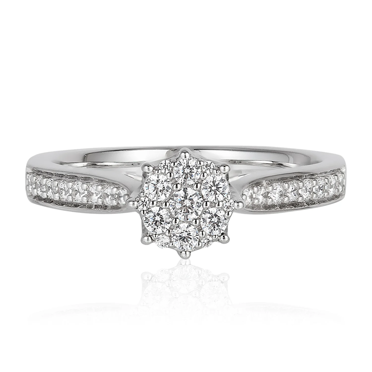 Enchanted Disney Fine Jewelry 10K White Gold with 1/3 CTTW Diamonds and Amethyst Ariel Engagement Ring - Image 3