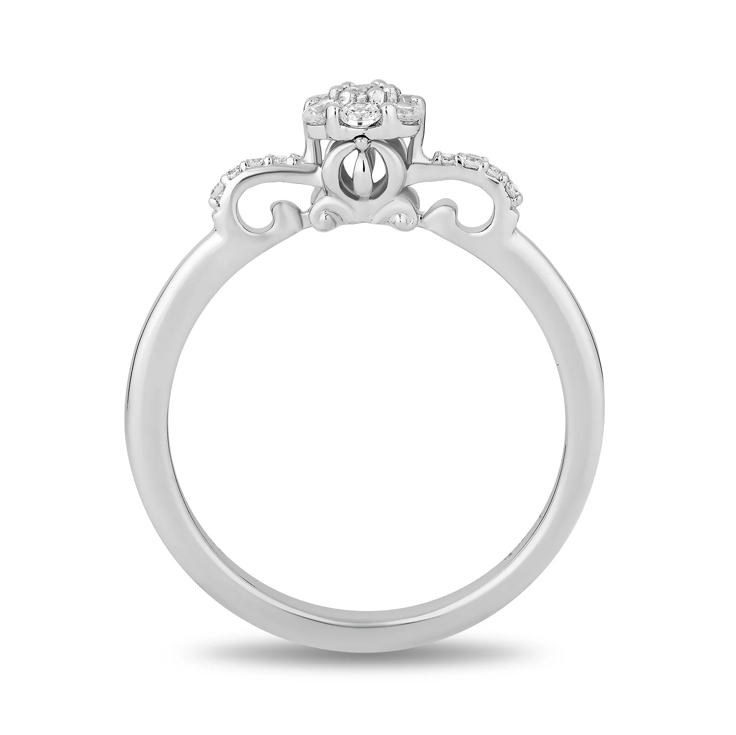 Enchanted Disney Fine Jewelry 10K White Gold with 1/4 CTTW Diamonds Cinderella Engagement Ring - Image 3
