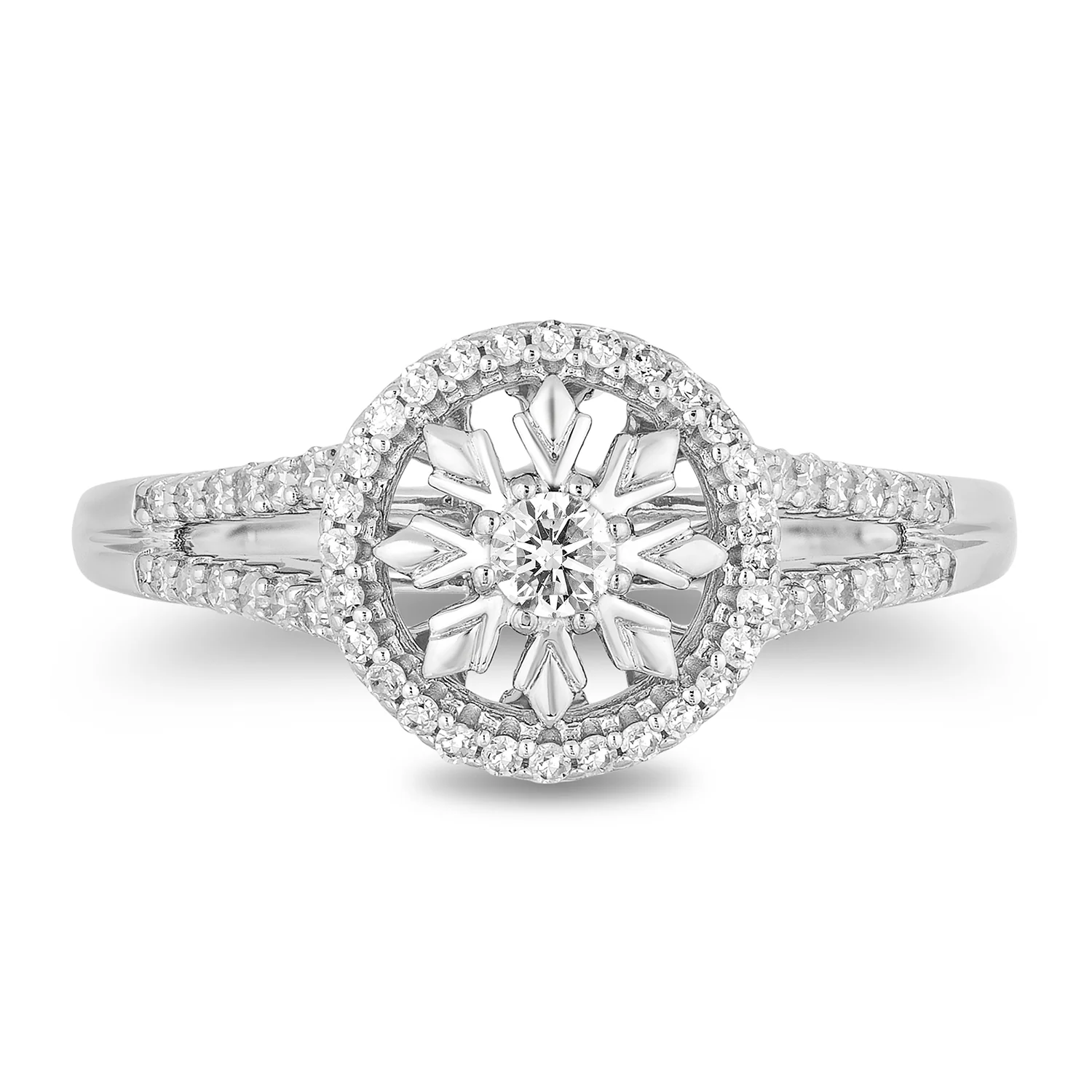 Enchanted Disney Fine Jewelry 10K White Gold with 1/4 CTTW Diamond Elsa Promise Ring - Image 3