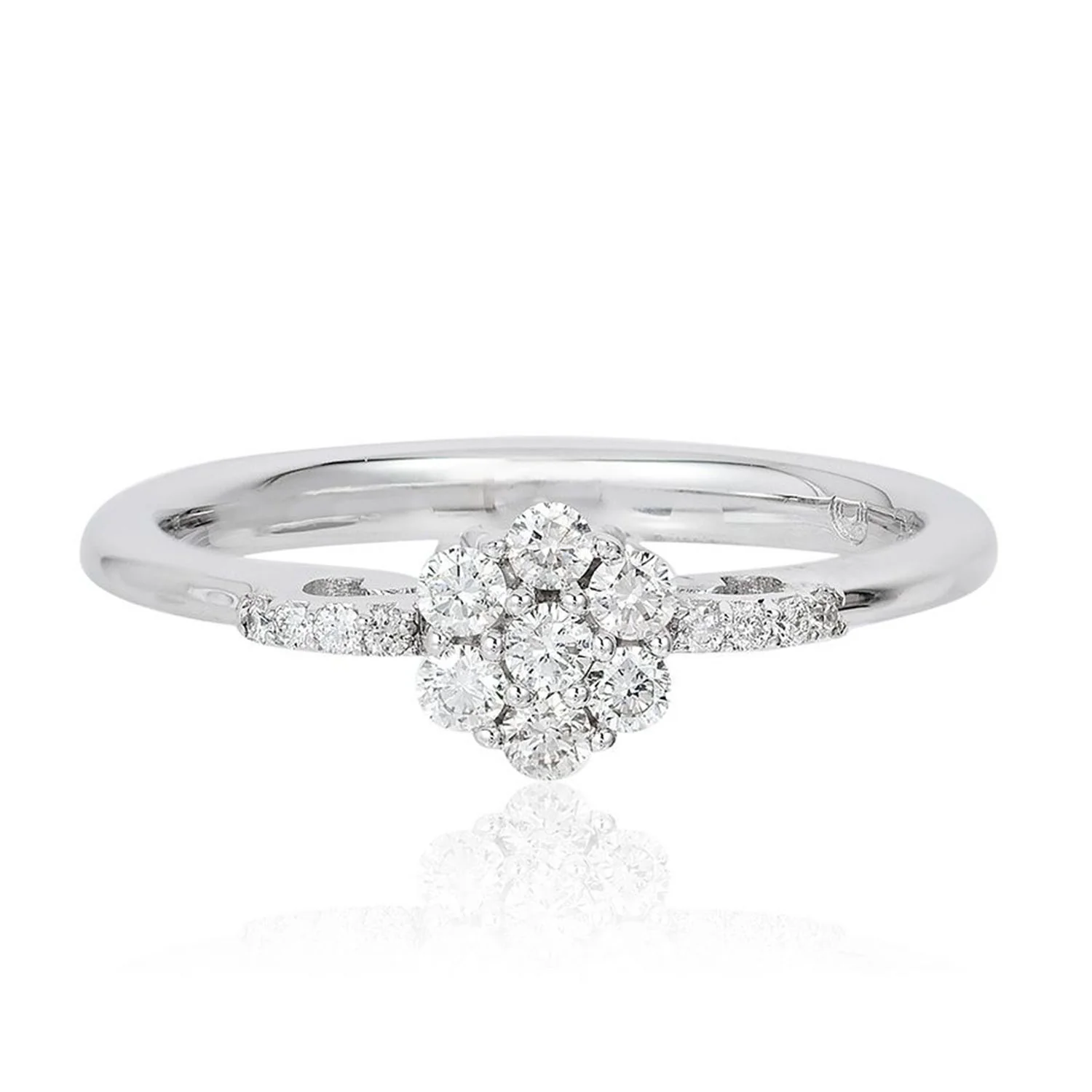 Enchanted Disney Fine Jewelry 10K White Gold with 1/4 CTTW Diamond Cinderella Carriage Engagement Ring - Image 3