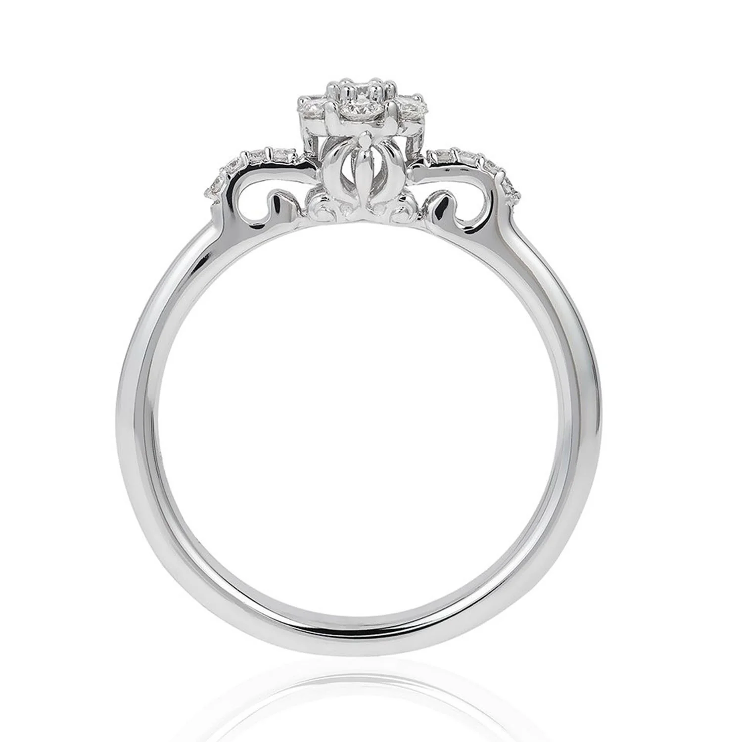 Enchanted Disney Fine Jewelry 10K White Gold with 1/4 CTTW Diamond Cinderella Carriage Engagement Ring - Image 4