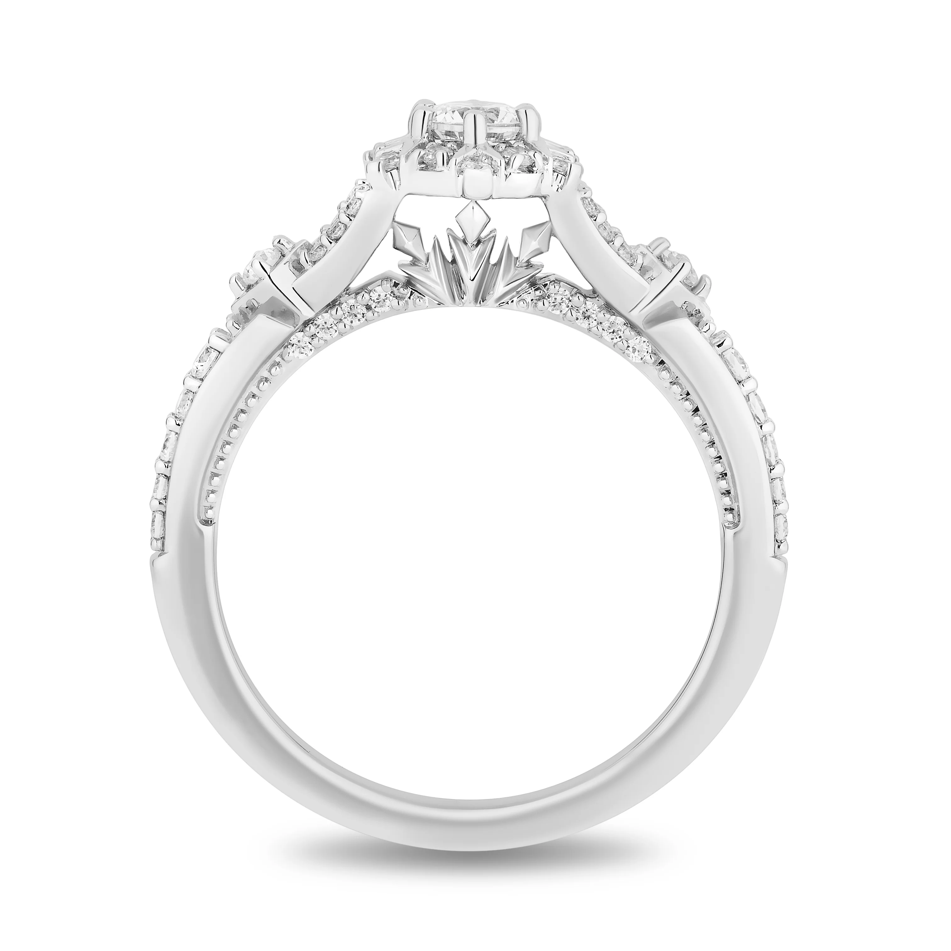 Enchanted Disney Fine Jewelry 10K White Gold with 5/8 CTTW Diamonds Elsa Engagement Ring - Image 3