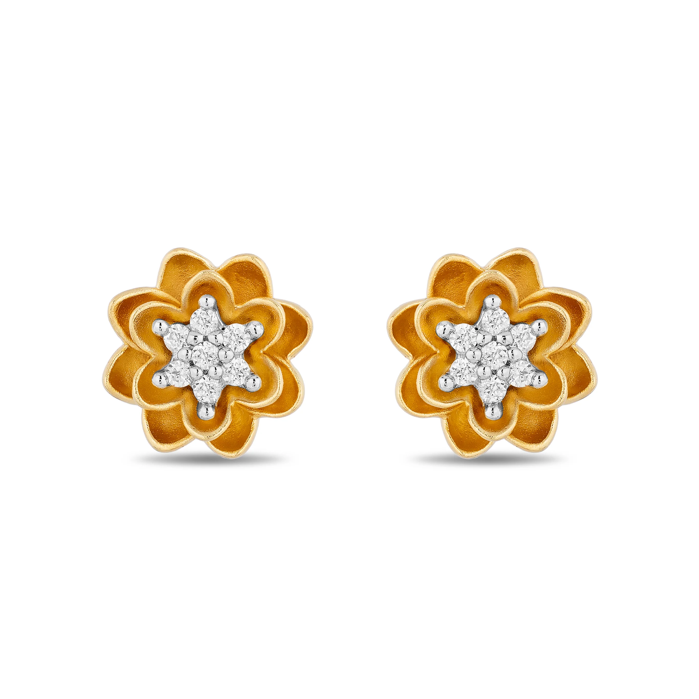 Enchanted Disney Fine Jewelry 10K Yellow Gold with 1/10 CTTW Diamond Tiana Stud Earrings - Image 2