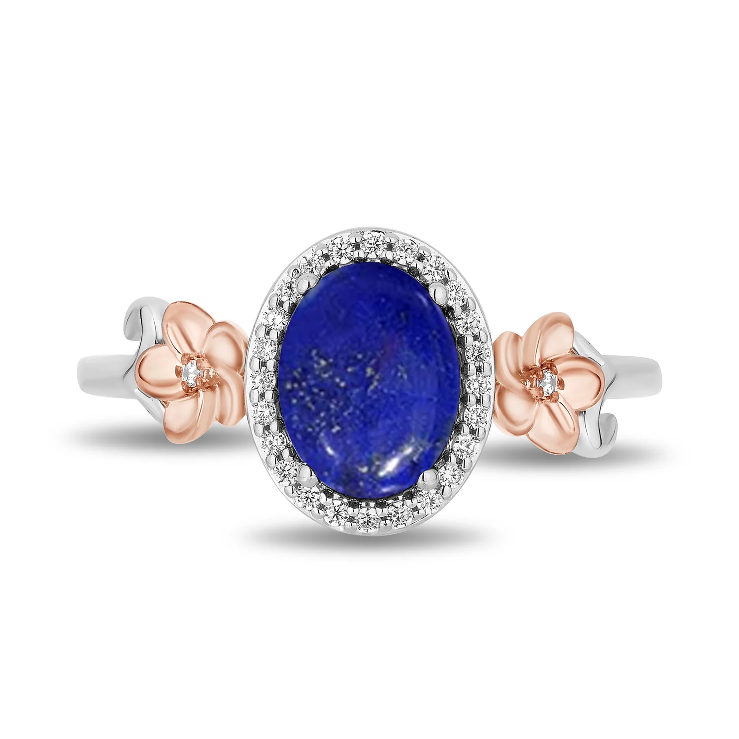 Enchanted Disney Fine Jewelry 14K Rose Gold over Sterling Silver with 1/10 CTTW Diamonds and Lapis Moana Ring - Image 2