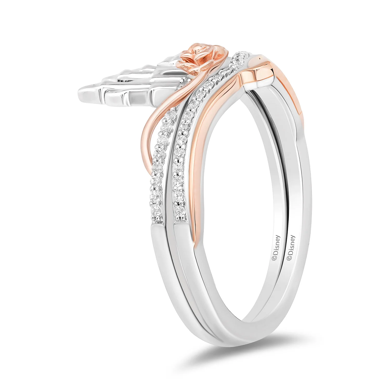 Enchanted Disney Fine Jewelry 14K Rose Gold Over Sterling Silver with 1/8 CTTW Diamonds Aurora Ring - Image 7