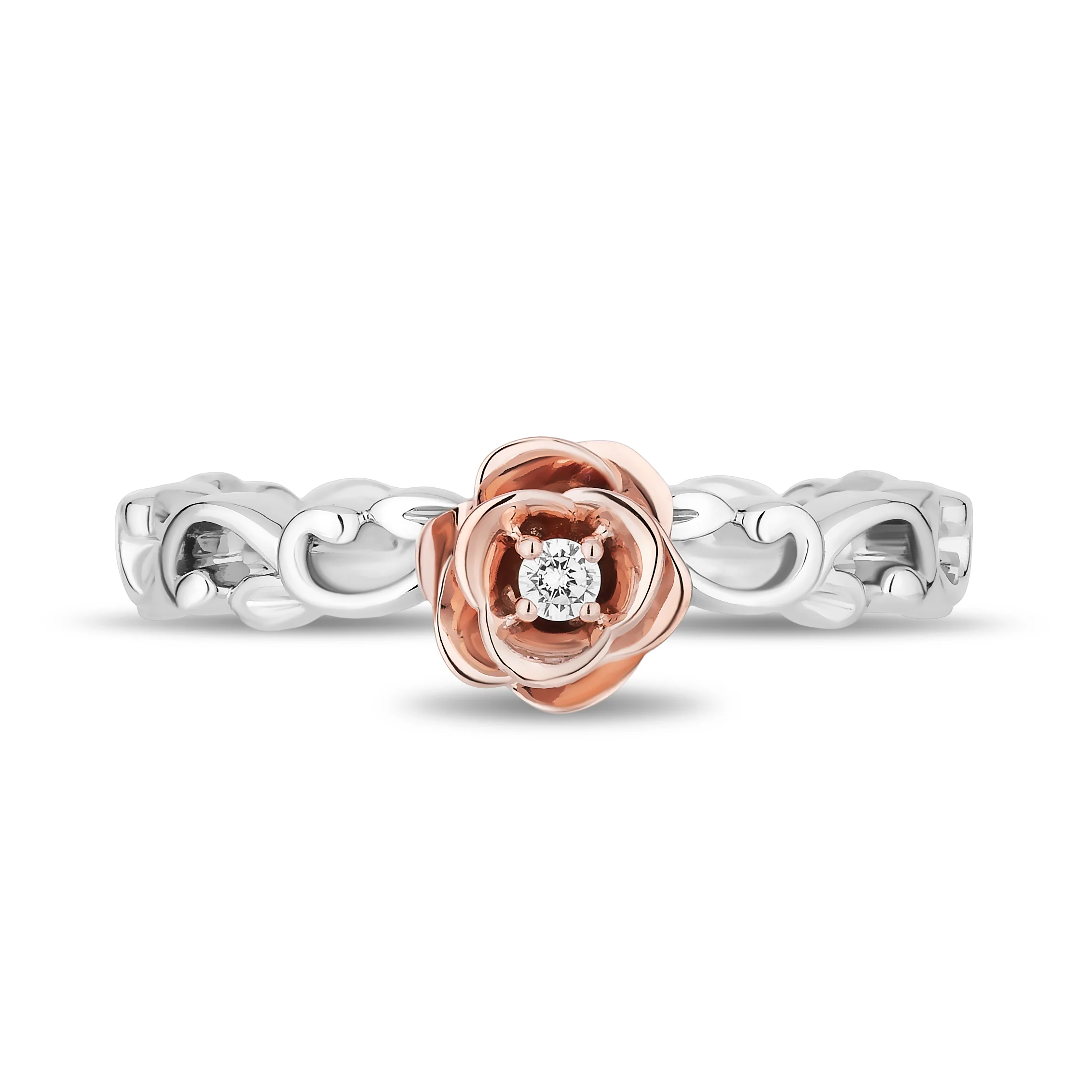 Enchanted Disney Fine Jewelry 14K Rose Gold Over Sterling Silver with Accent Diamonds Belle Ring - Image 2