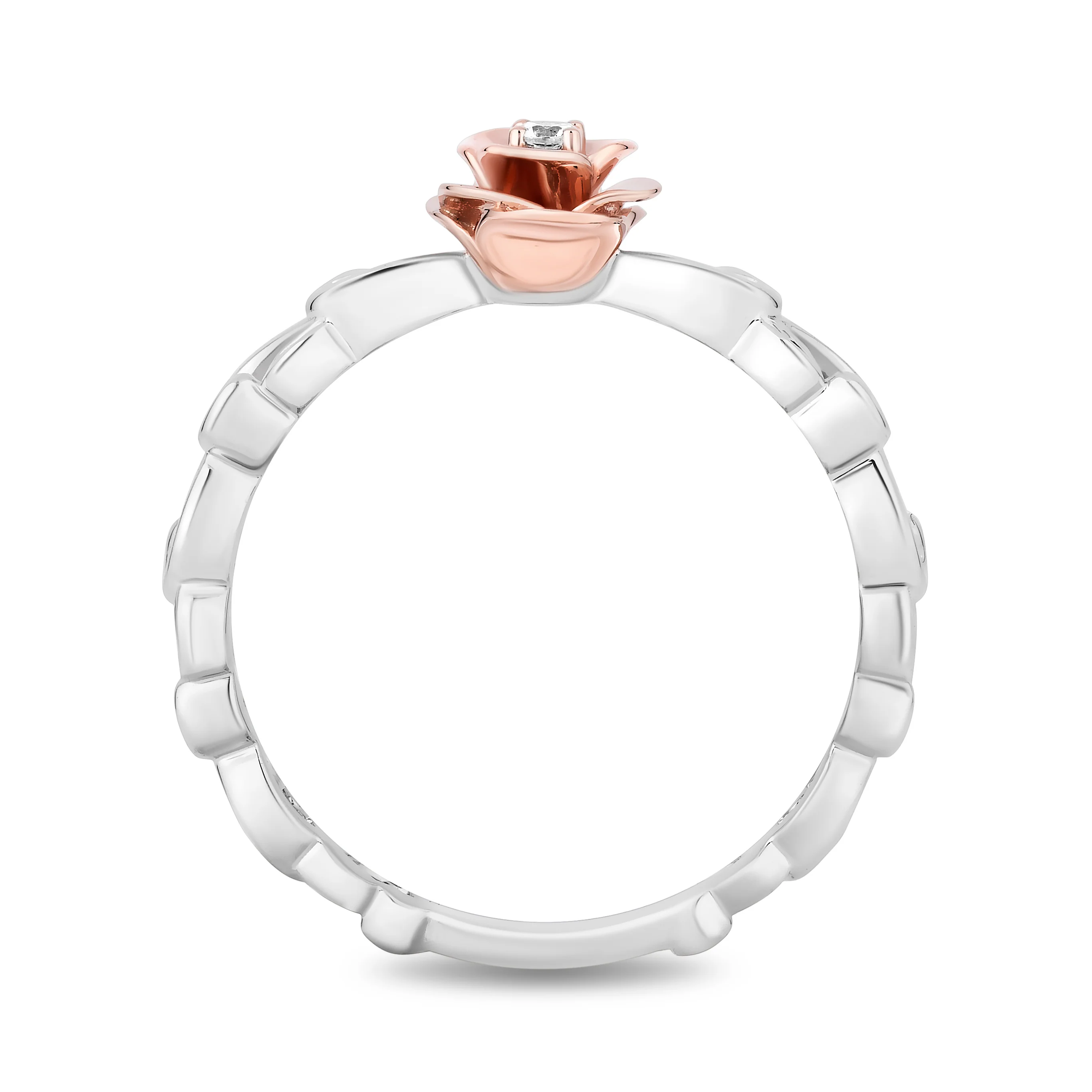 Enchanted Disney Fine Jewelry 14K Rose Gold Over Sterling Silver with Accent Diamonds Belle Ring - Image 3