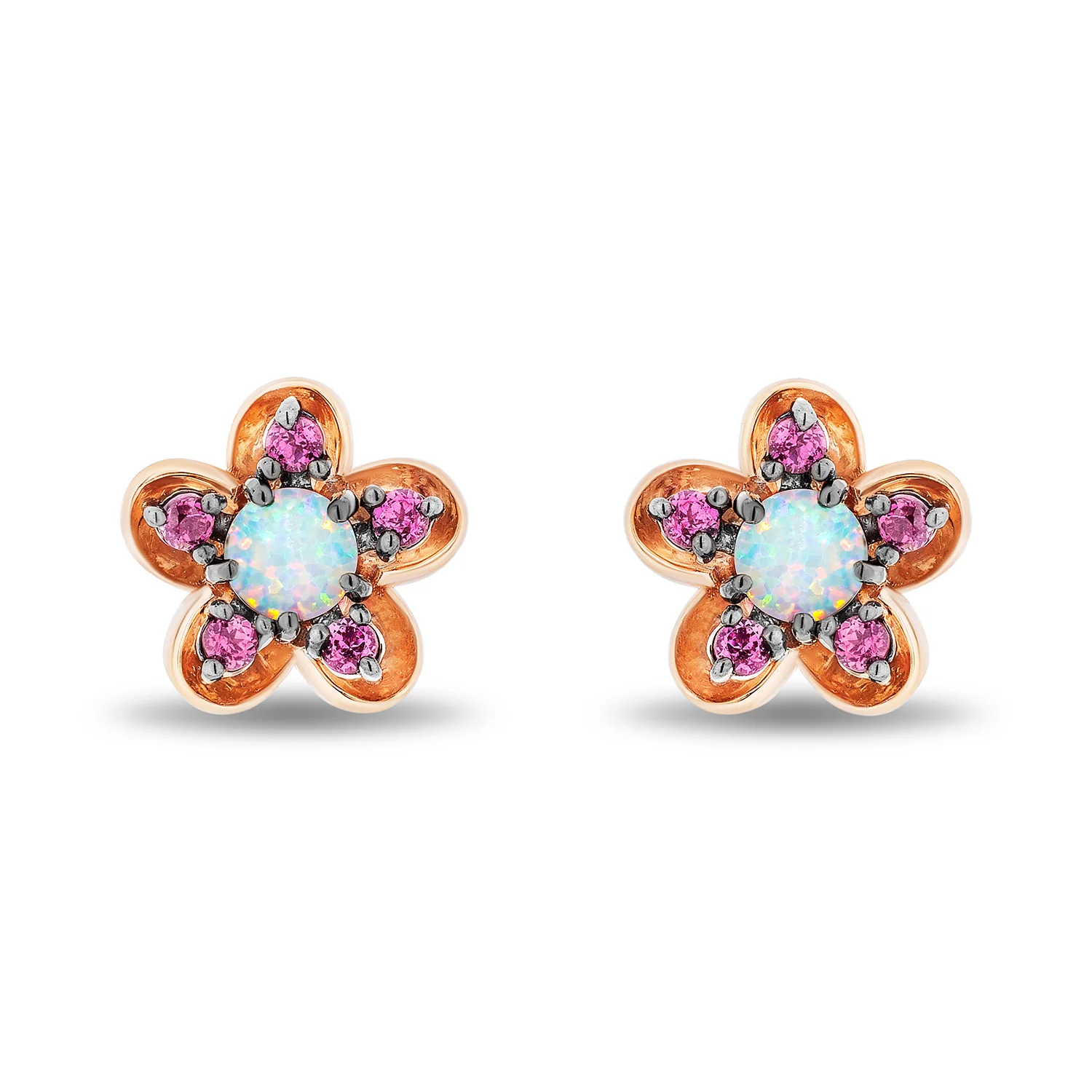 Enchanted Disney Fine Jewelry 14K Rose Gold Over Sterling Silver with Created Opal Mulan Earrings - Image 2