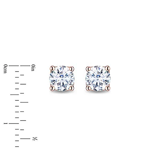 Enchanted Disney Fine Jewelry 14K Rose Gold with 1/3 CTTW Diamond Majestic Princess Solitaire Earrings - Image 3