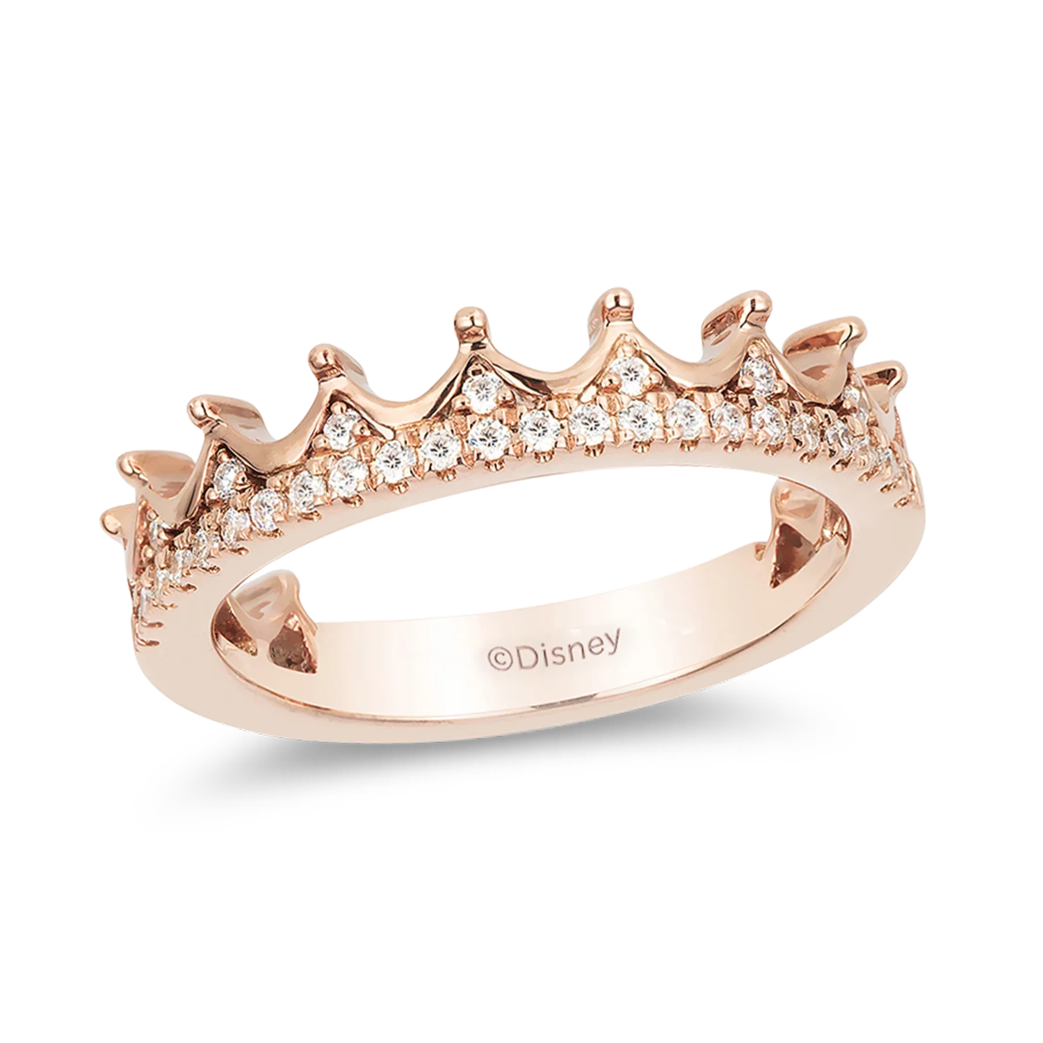 Enchanted Disney Fine Jewelry 14K Rose Gold With 1/6 CTTW Diamond Majestic Princess Anniversary Ring - Image 4