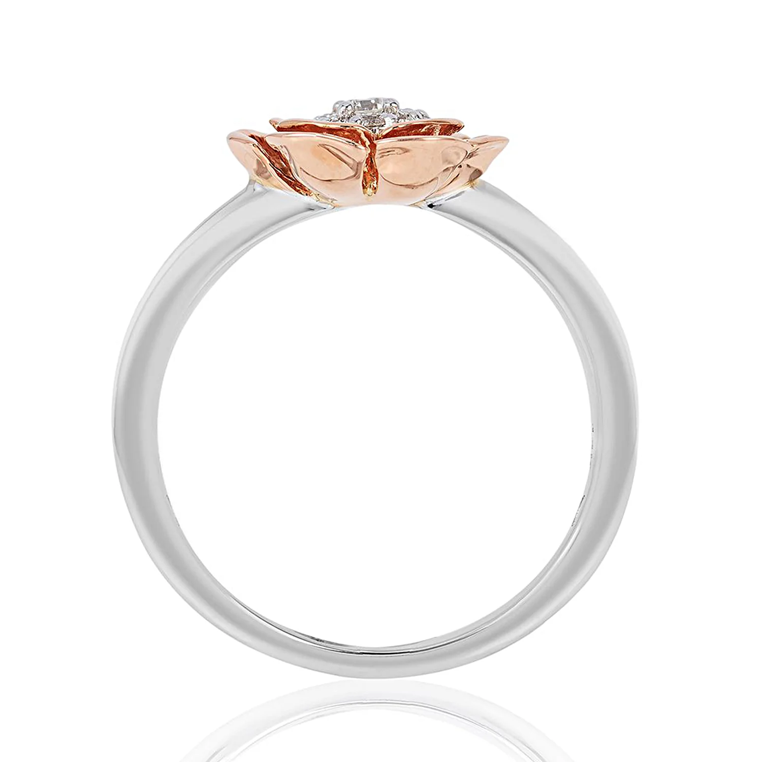 Enchanted Disney Fine Jewelry 14K White Gold And Rose Gold 1/10 CTTW Belle Fashion Ring - Image 4