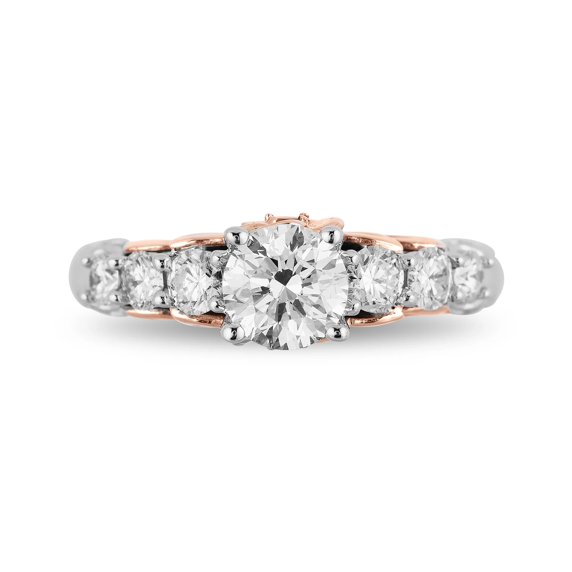 Enchanted Disney Fine Jewelry 14K White Gold and Rose Gold with 1 1/4 CTTW Diamond with Citrine Belle Engagement Ring - Image 3