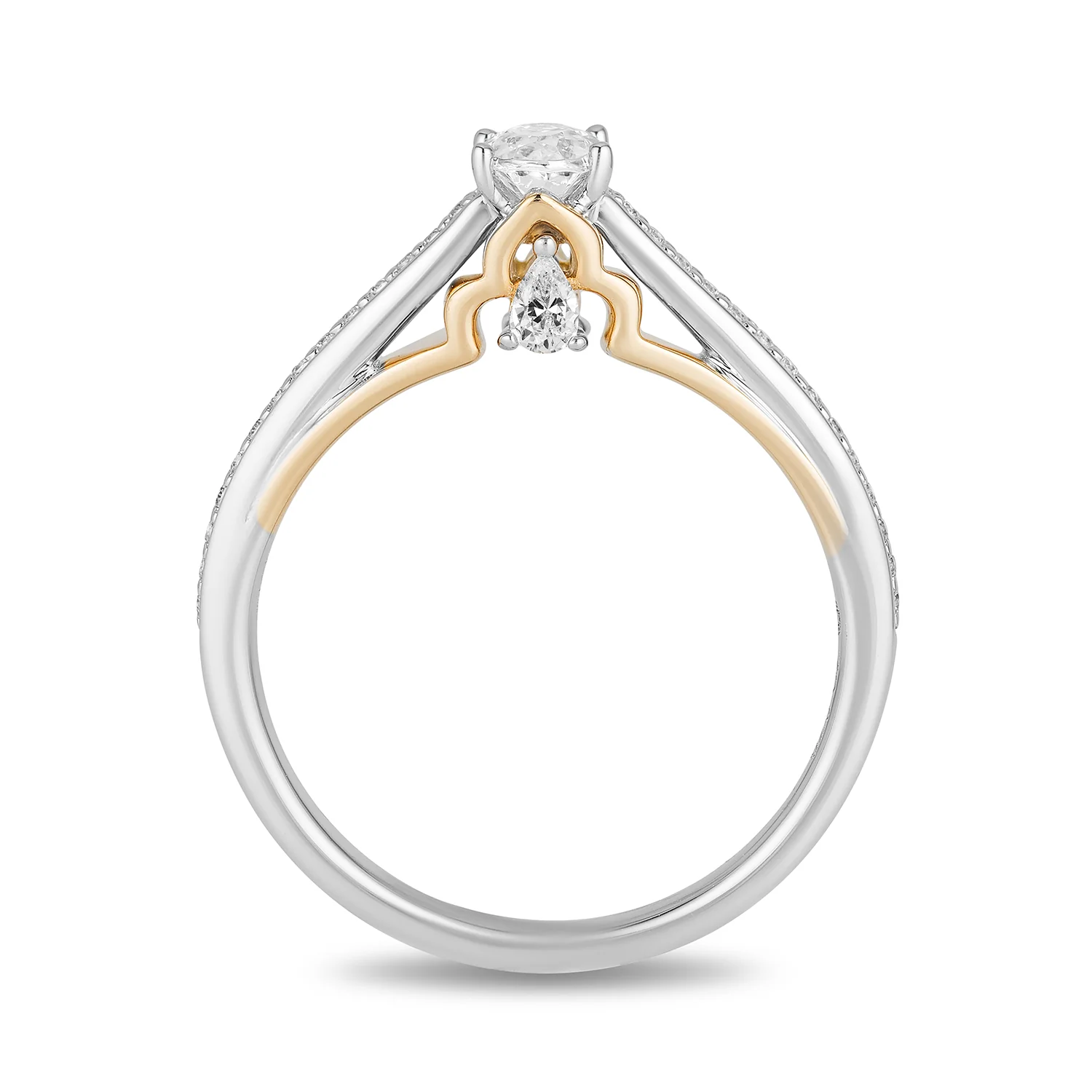 Enchanted Disney Fine Jewelry 14K White Gold and Yellow Gold with 5/8 CTTW Jasmine Engagement Ring - Image 4