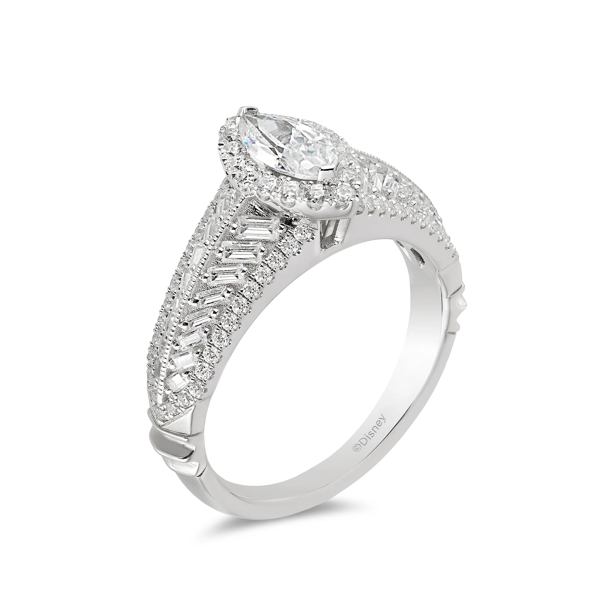 Enchanted Disney Fine Jewelry 14K White Gold 1 1/3 CTTW Pocahontas Engagement Ring - Image 4