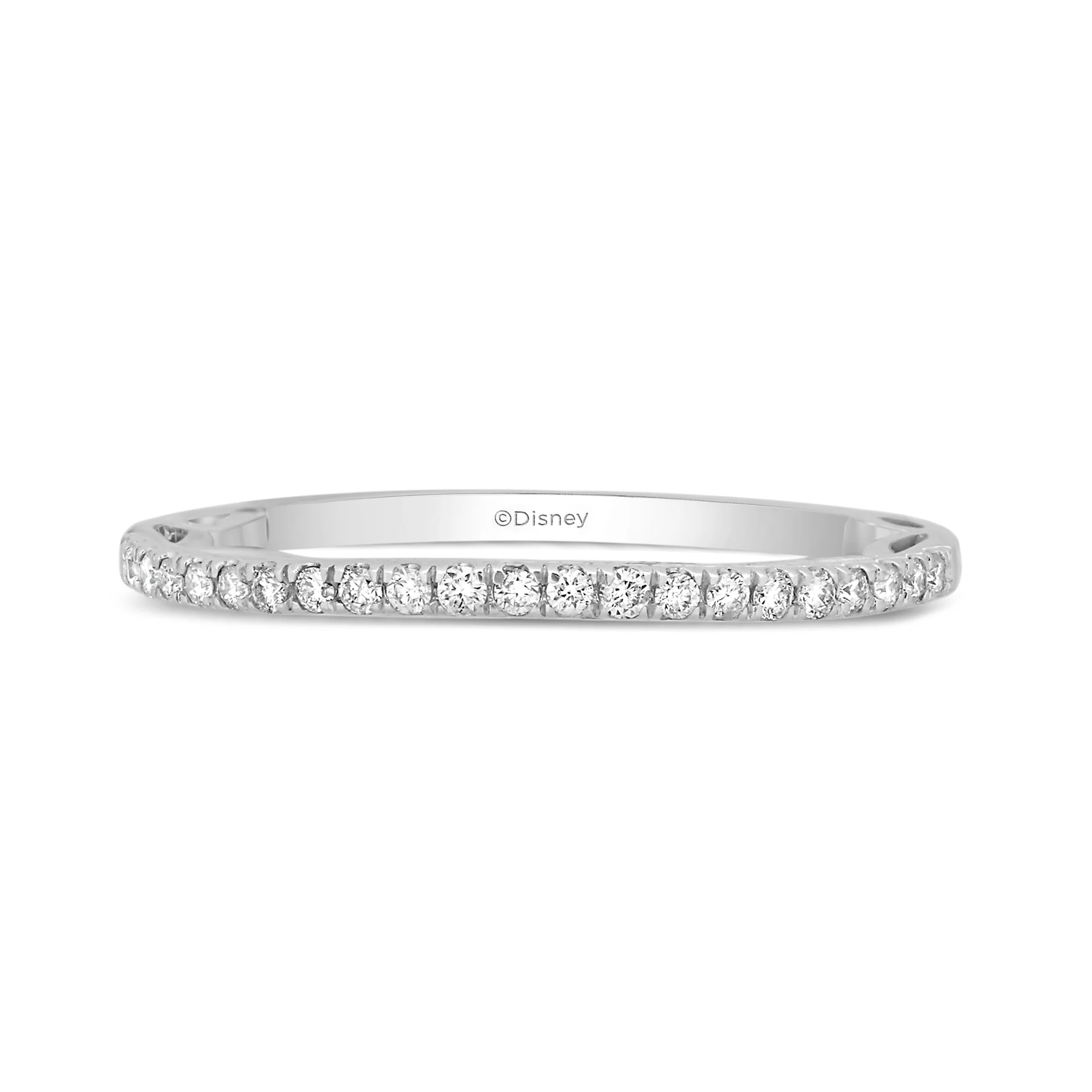 Enchanted Disney Fine Jewelry 14K White Gold 1/6 CTTW Cinderella Bridal Band - Image 3