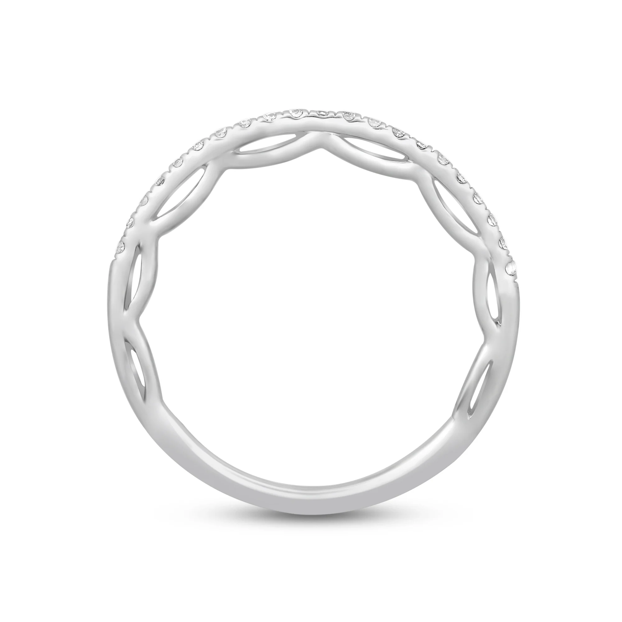 Enchanted Disney Fine Jewelry 14K White Gold 1/6 CTTW Cinderella Bridal Band - Image 4