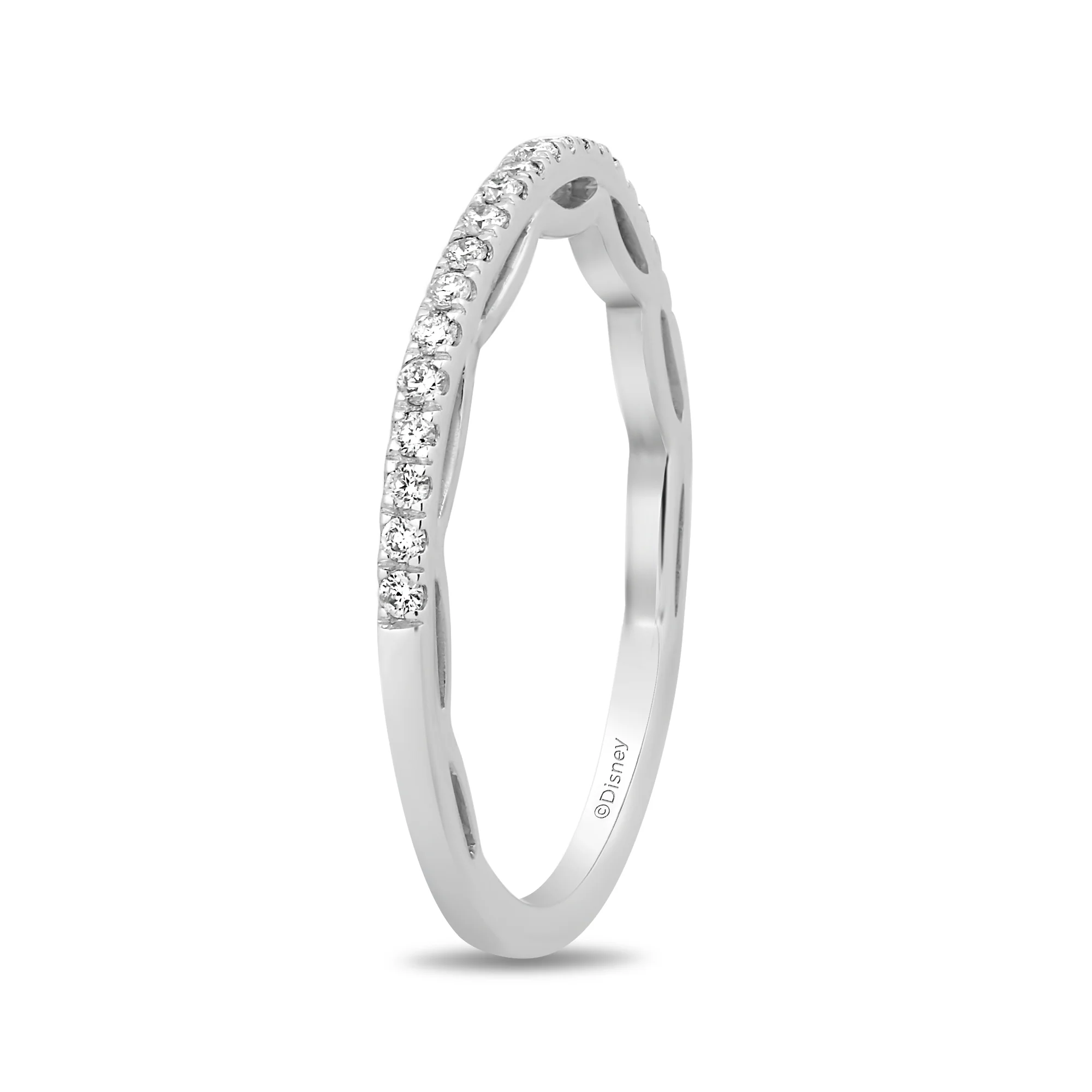 Enchanted Disney Fine Jewelry 14K White Gold 1/6 CTTW Cinderella Bridal Band - Image 5