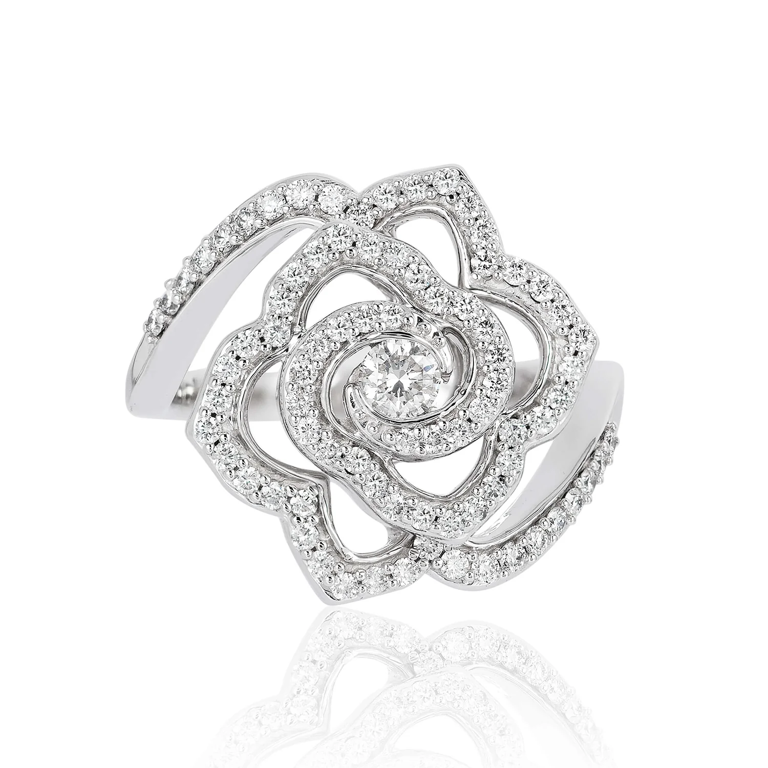 Enchanted Disney Fine Jewelry 14K White Gold 5/8 CTTW Belle Rose Ring - Image 3