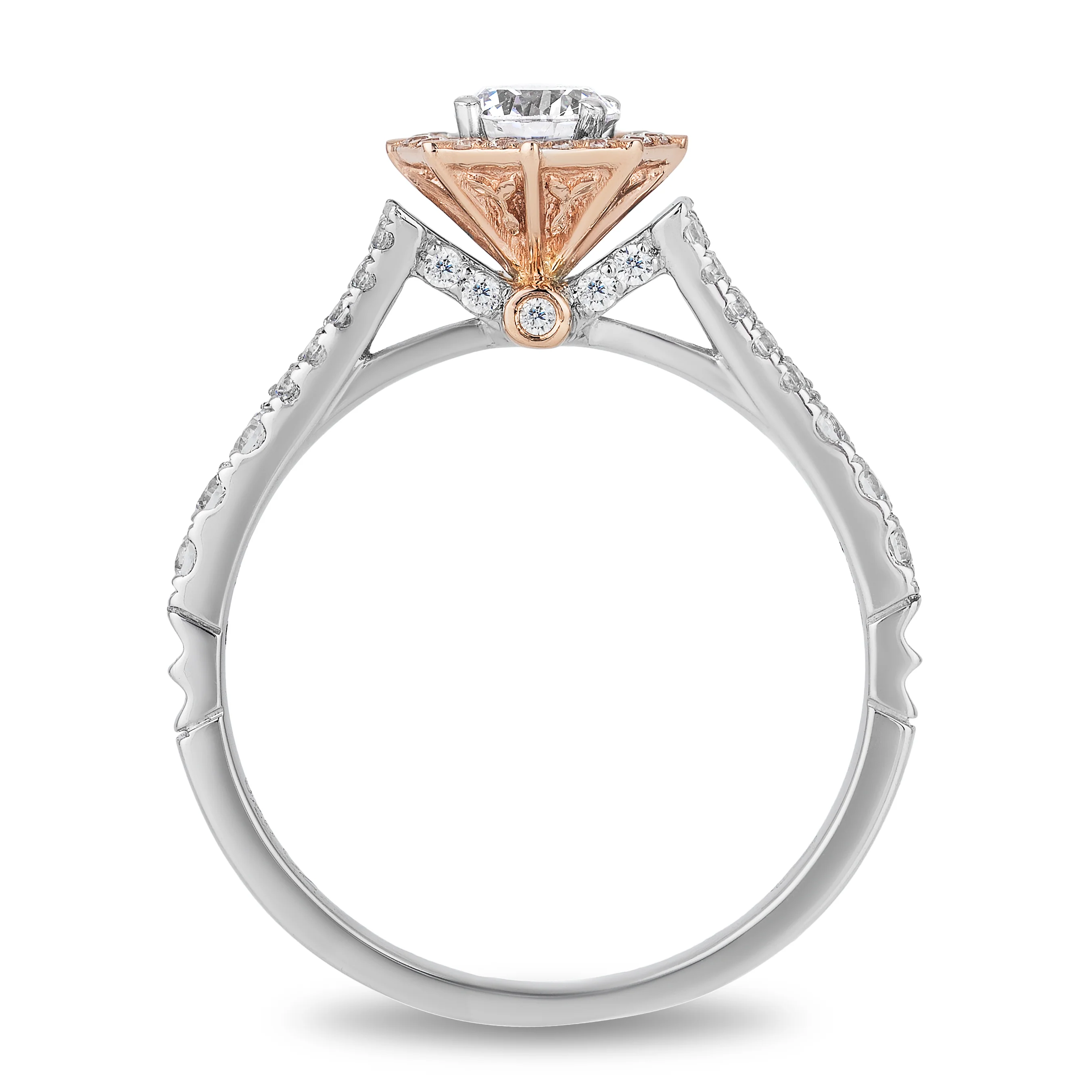 Enchanted Disney Fine Jewelry 14K White Gold and Rose Gold 3/4 CTTW Mulan Engagement Ring - Image 4