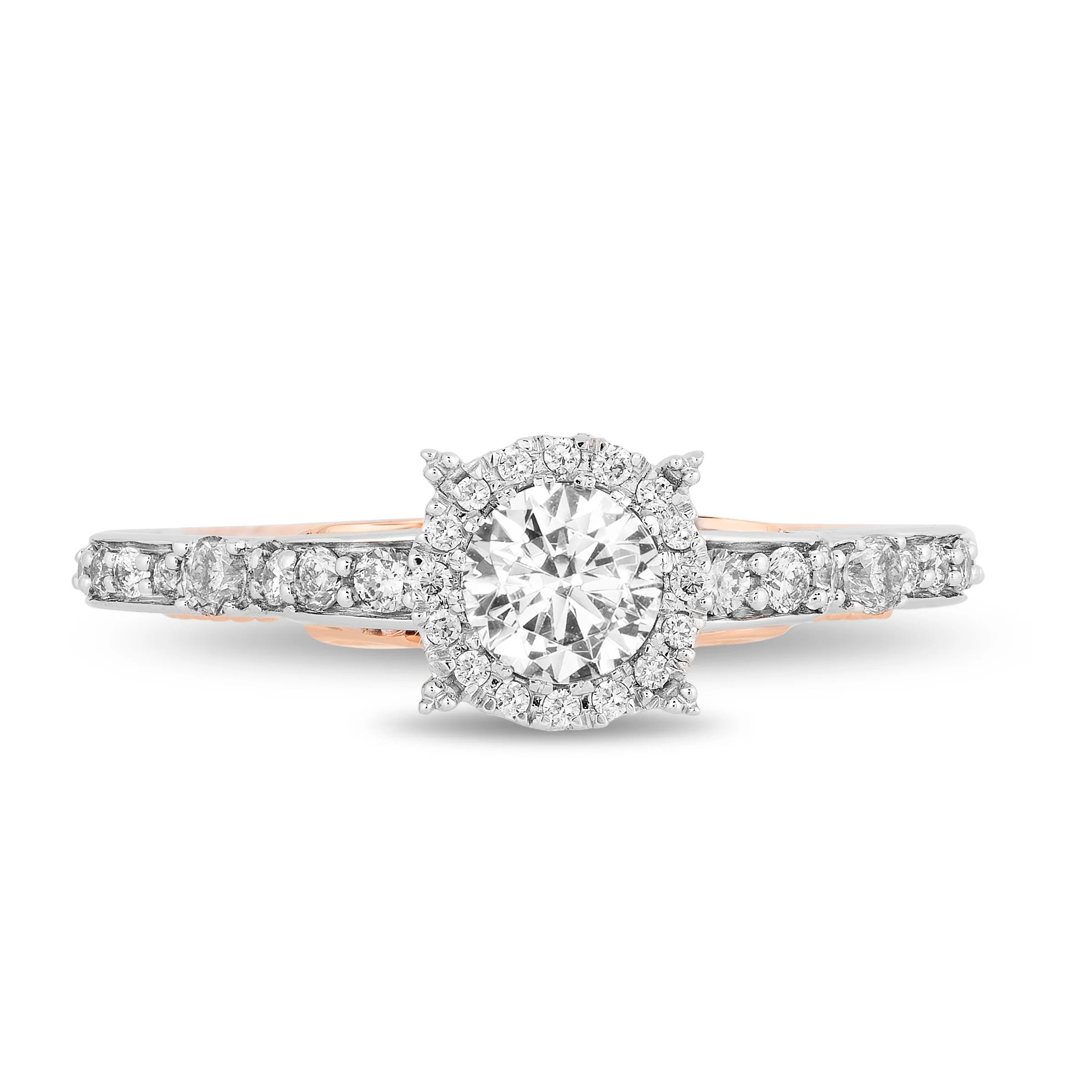 Enchanted Disney Fine Jewelry 14K White Gold and Rose Gold with 1 1/10 CTTW Cinderella Bridal Set - Image 5