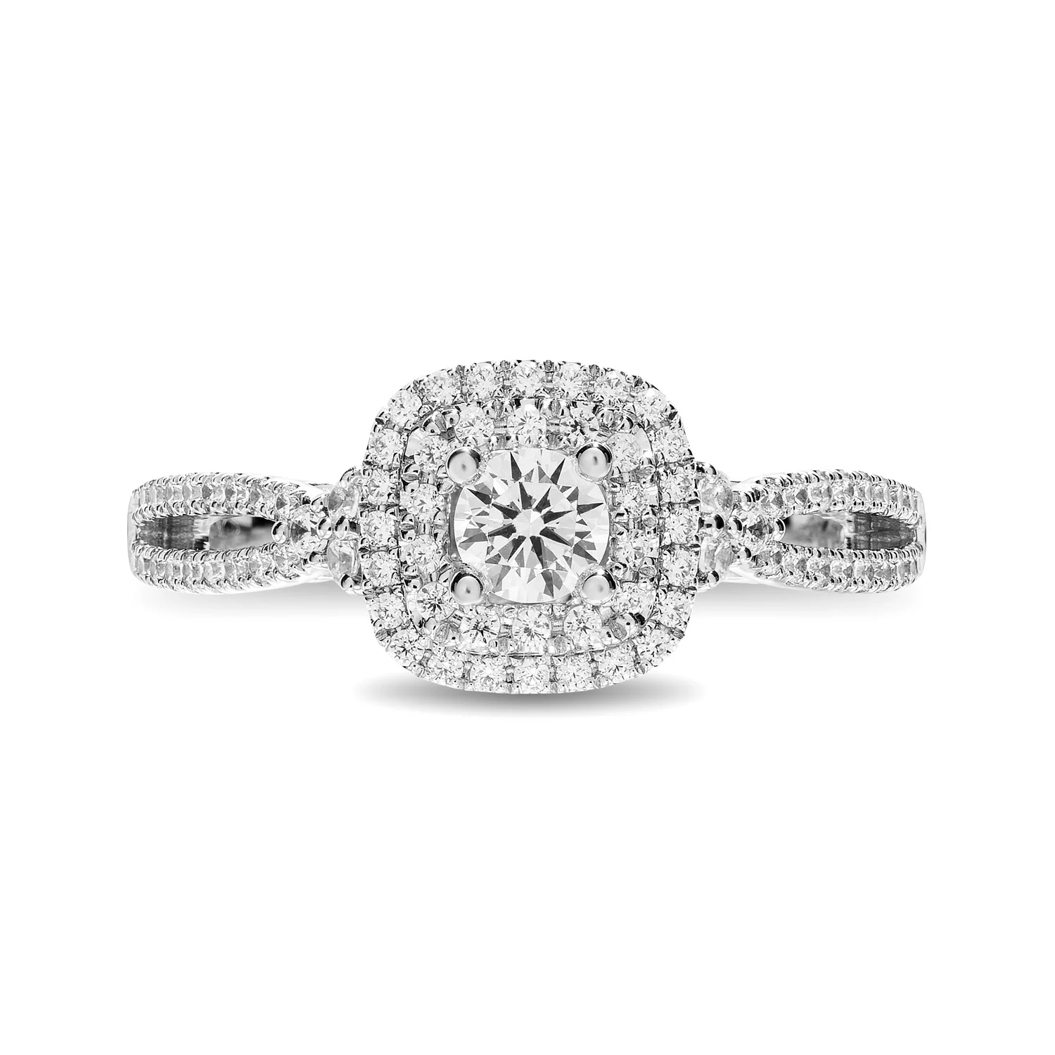 Enchanted Disney Fine Jewelry 14K White Gold and Rose Gold with 3/4 CTTW Diamond Castle Majestic Princess Engagement Ring - Image 2
