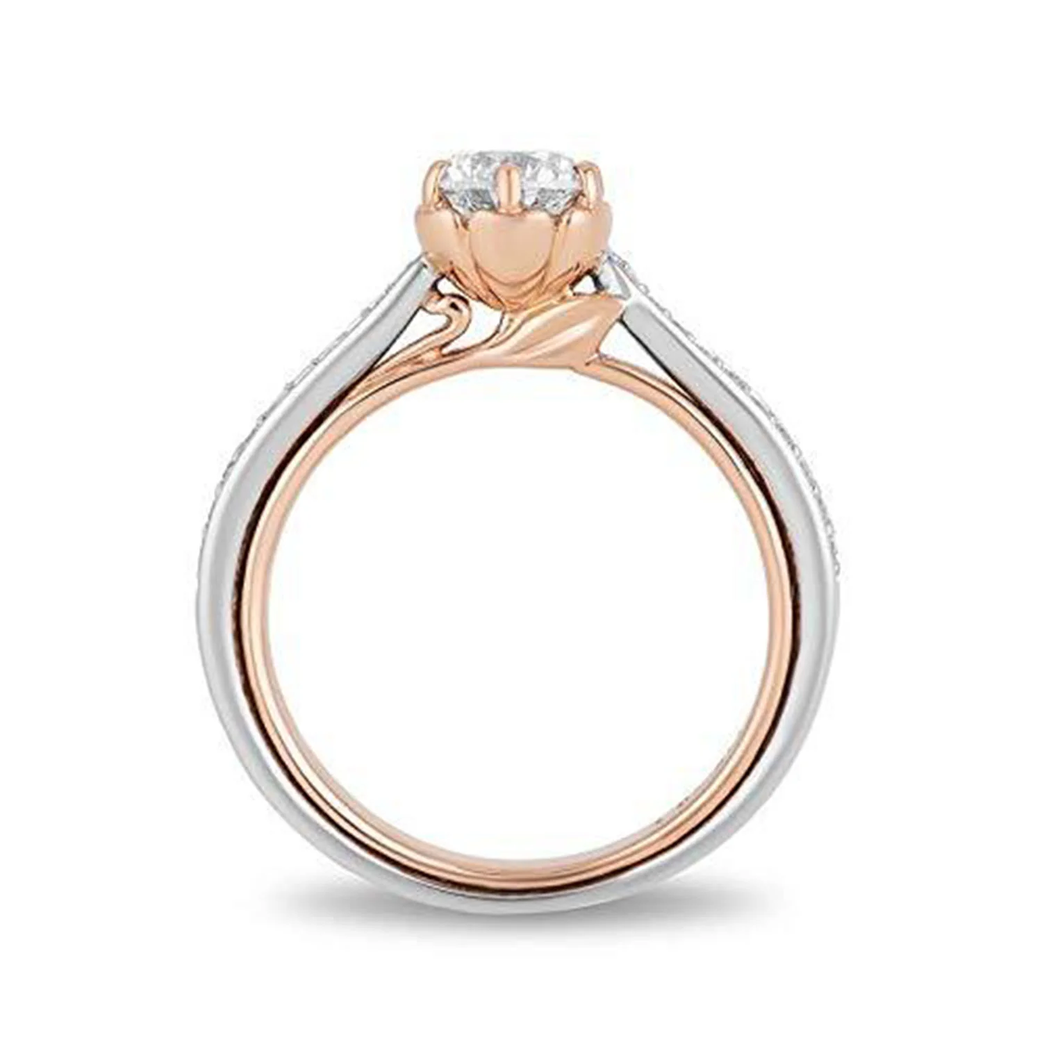 Enchanted Disney Fine Jewelry 14K White Gold and Rose Gold with 7/8 CTTW Belle Engagement Ring - Image 3