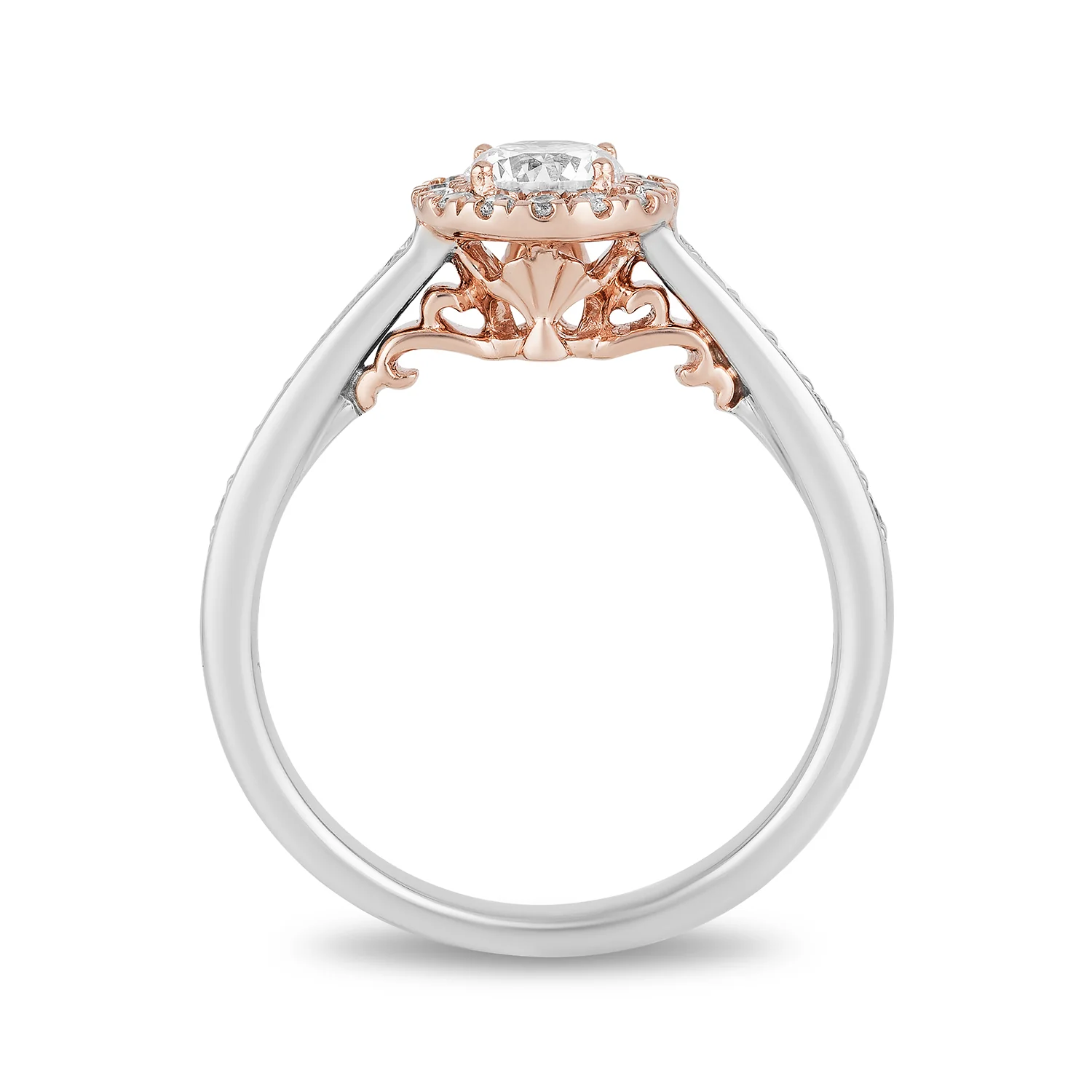 Enchanted Disney Fine Jewelry 14K White Gold And Rose Gold With 9/10 CTTW Diamond Ariel Bridal Set - Image 4