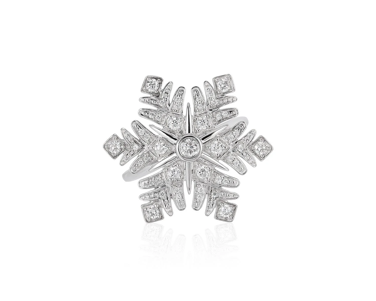 Enchanted Disney Fine Jewelry 14K White Gold with 1/2 CTTW Elsa Snowflake Ring - Image 3