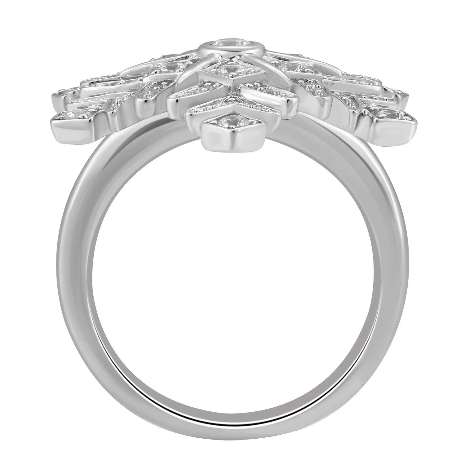 Enchanted Disney Fine Jewelry 14K White Gold with 1/2 CTTW Elsa Snowflake Ring - Image 4