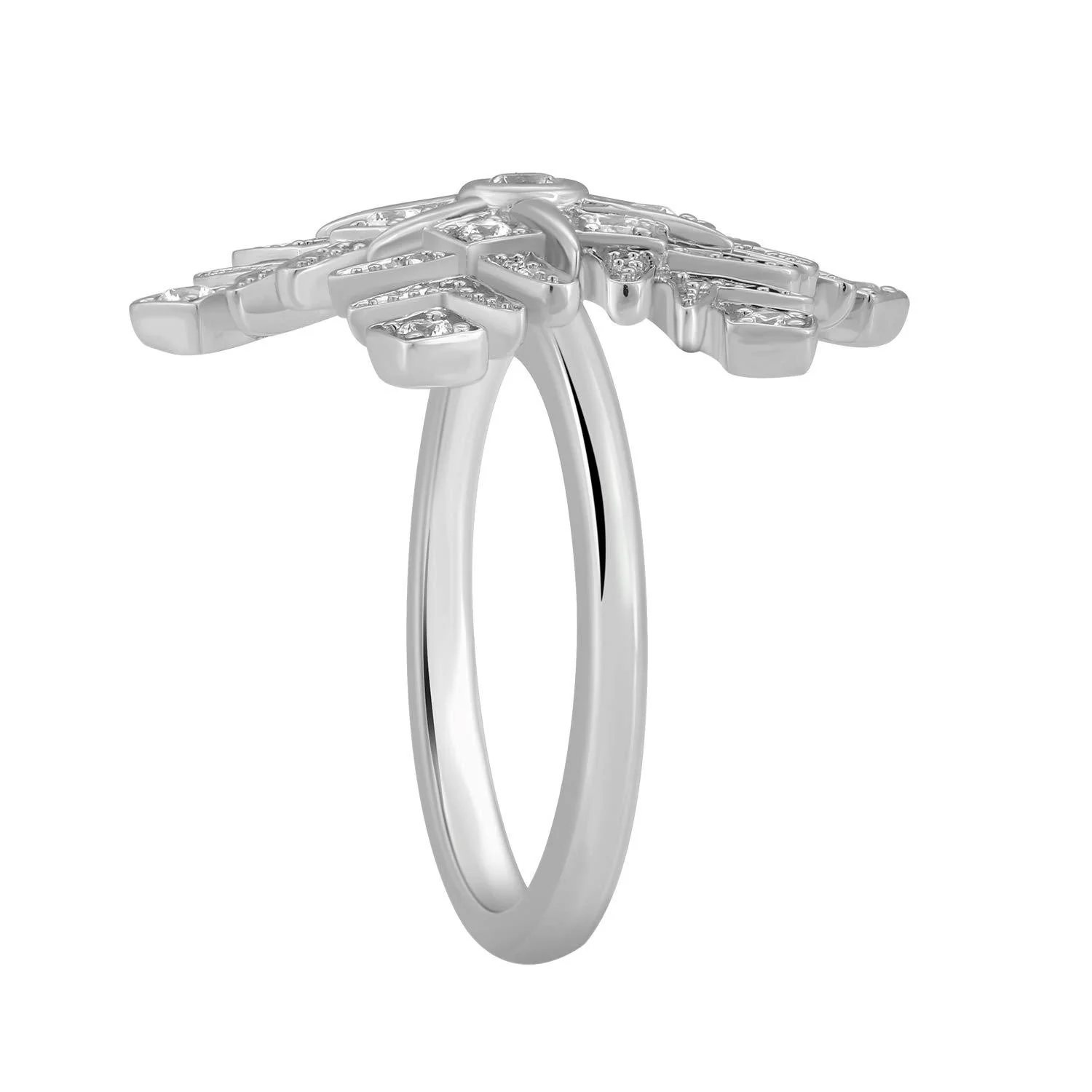 Enchanted Disney Fine Jewelry 14K White Gold with 1/2 CTTW Elsa Snowflake Ring - Image 5