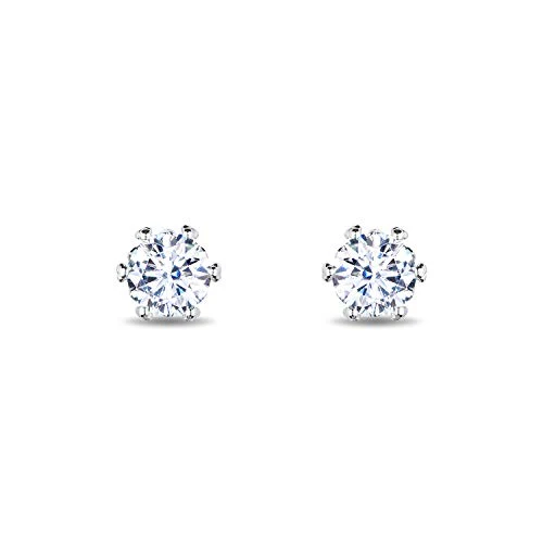 Enchanted Disney Fine Jewelry 14K White Gold with 1/3 CTTW Diamond Majestic Princess Solitaire Earrings - Image 3