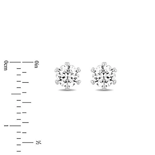 Enchanted Disney Fine Jewelry 14K White Gold with 1/3 CTTW Diamond Majestic Princess Solitaire Earrings - Image 4
