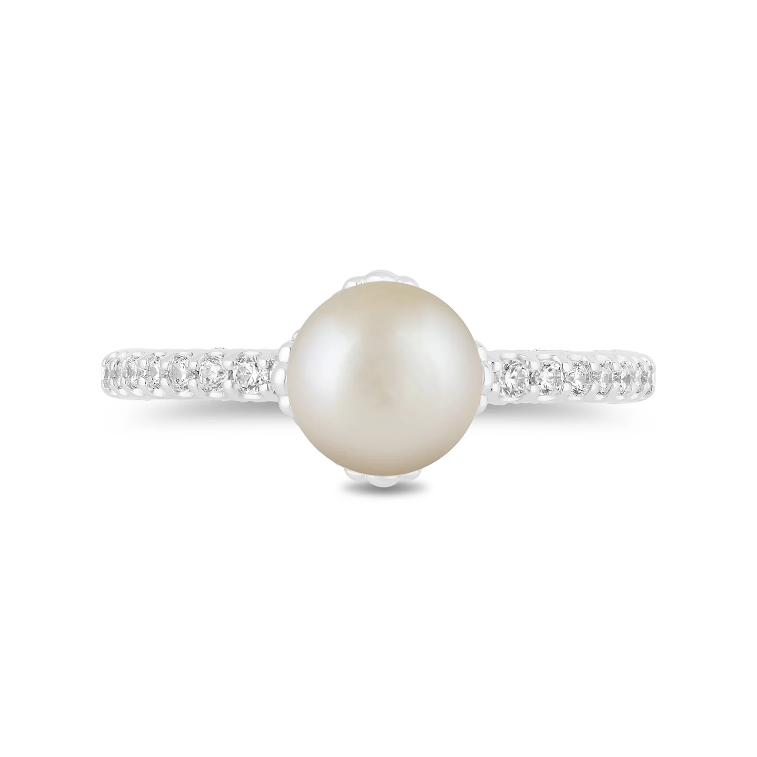 Enchanted Disney Fine Jewelry 14K White Gold with 3/8 CTTW Diamonds and Akoya Pearl Ariel Engagement Ring - Image 2
