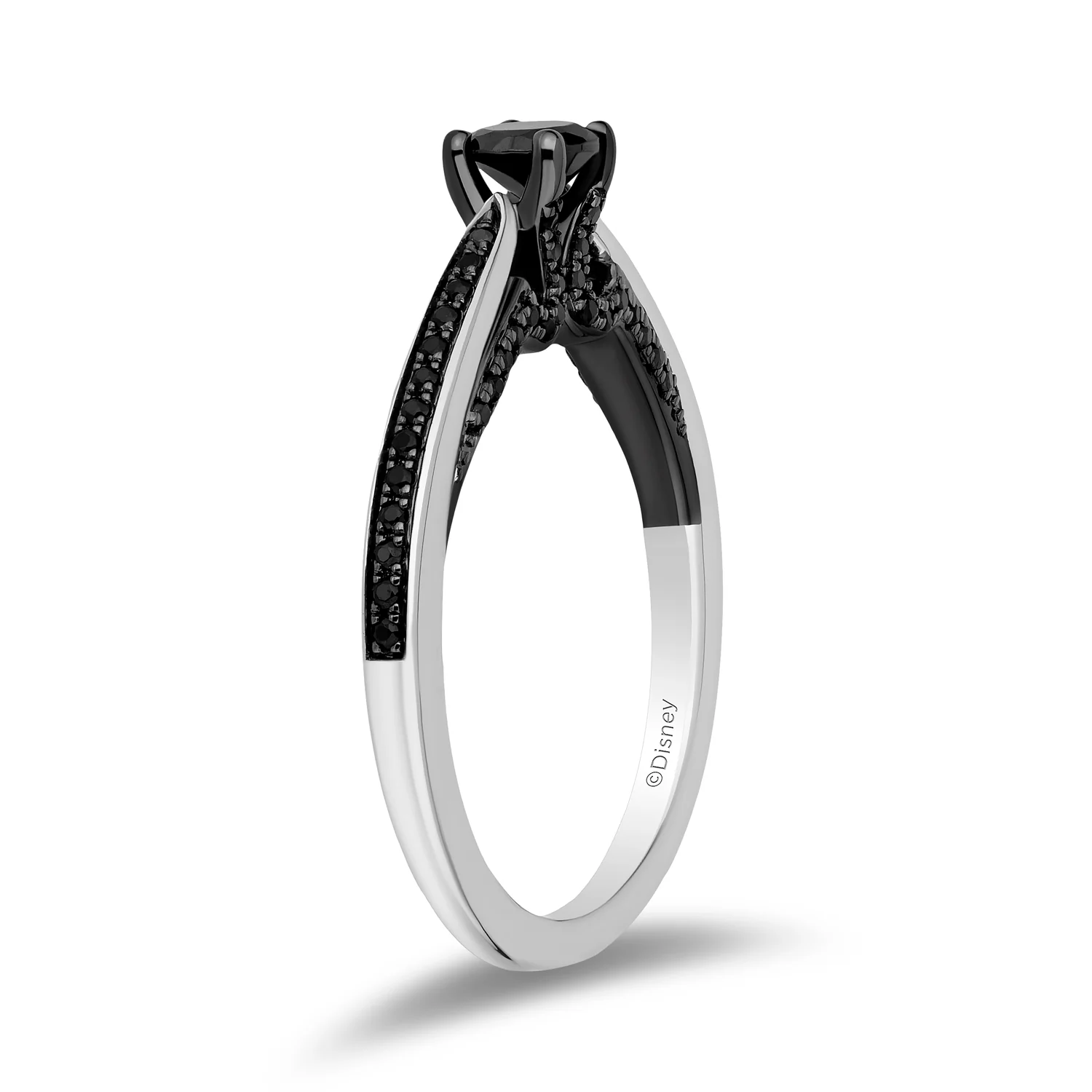 Enchanted Disney Fine Jewelry 14K White Gold with 5/8 CTTW Black Diamonds Maleficent Engagement Ring - Image 4