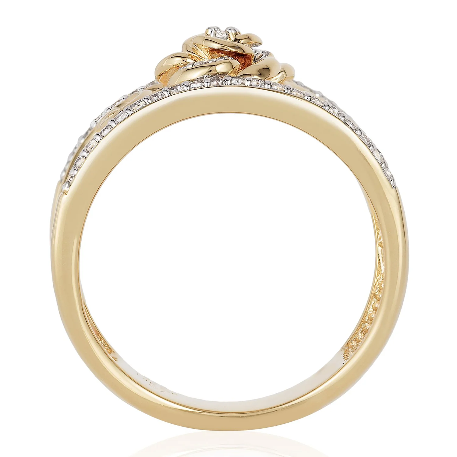 Enchanted Disney Fine Jewelry 14K Yellow Gold over Sterling Silver with 1/5 CTTW Diamond Belle Fashion Ring - Image 4