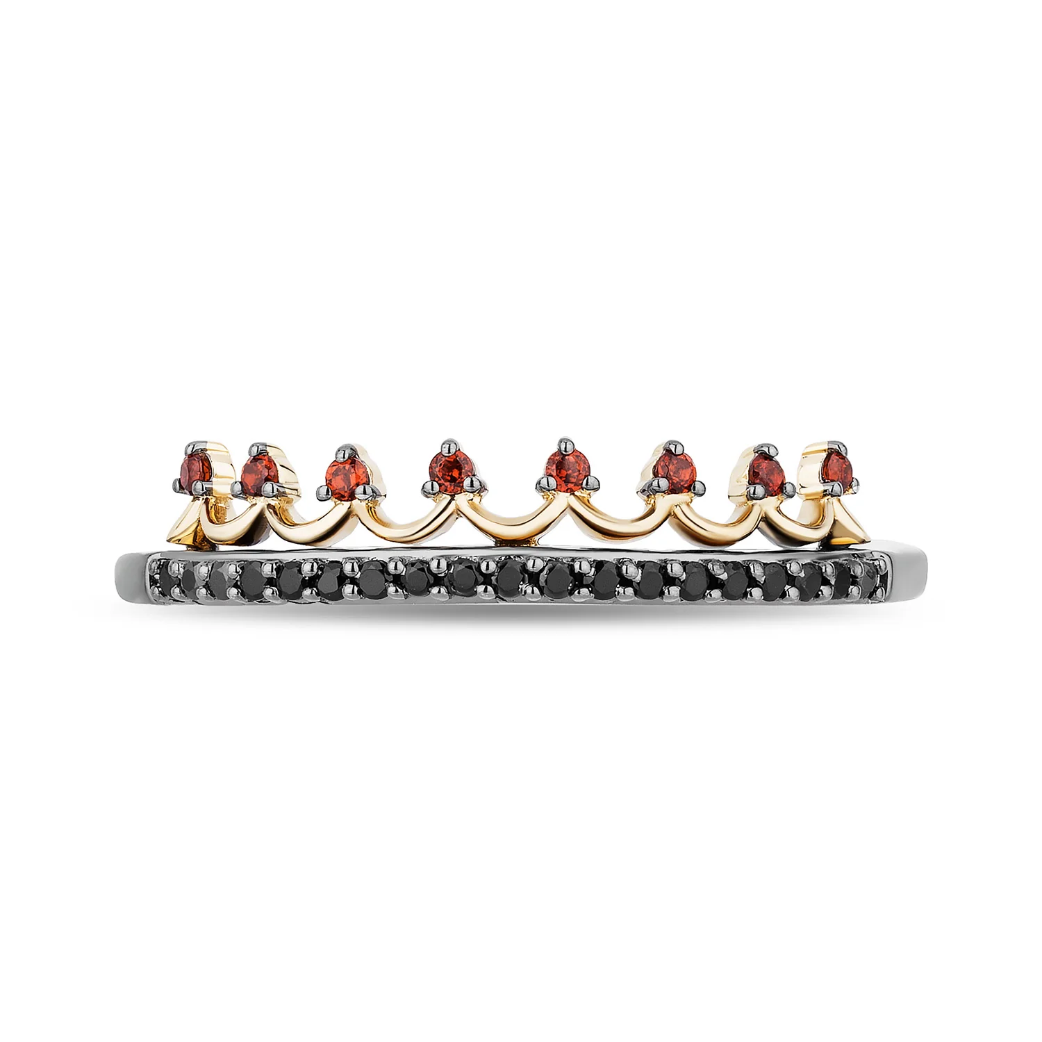 Enchanted Disney Fine Jewelry 14K Yellow Gold Over Sterling Silver with 1/6 CTTW Diamonds and Garnet Evil Queen Stack Duo Stack Ring - Image 4