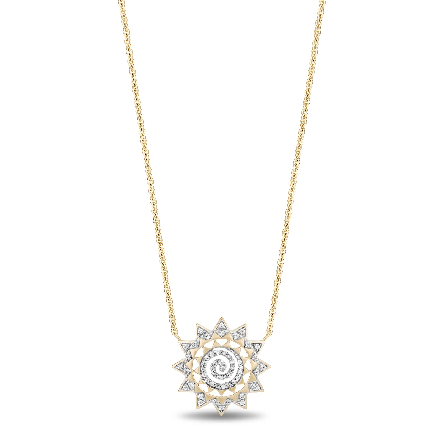Enchanted Disney Fine Jewelry 14K Yellow Gold Over Sterling Silver with 1/6 CTTW Diamonds Moana Necklace