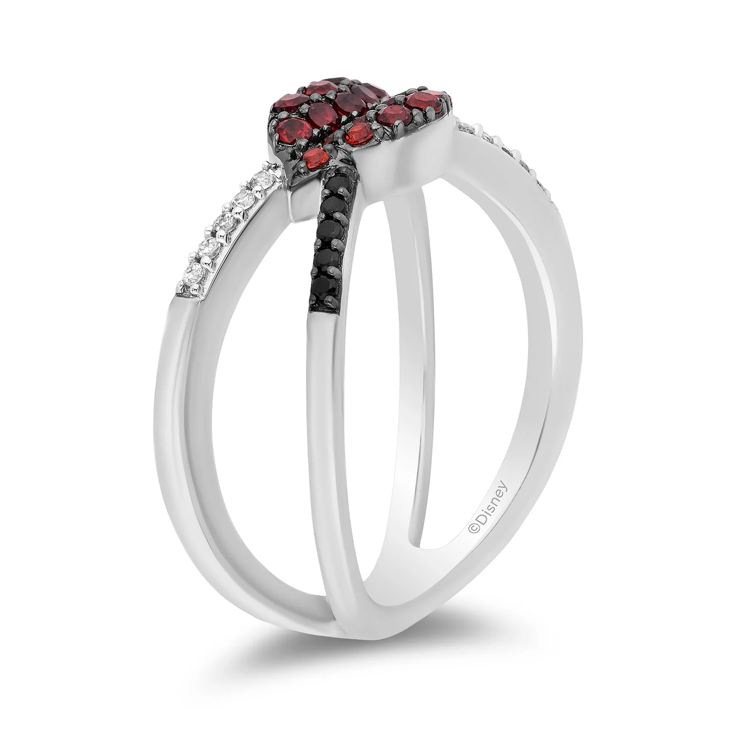 Enchanted Disney Fine Jewelry Bite Back Sterling Silver 1/6 CTTW Diamond and Garnet Disney Cruella Live Action Ring - Image 5