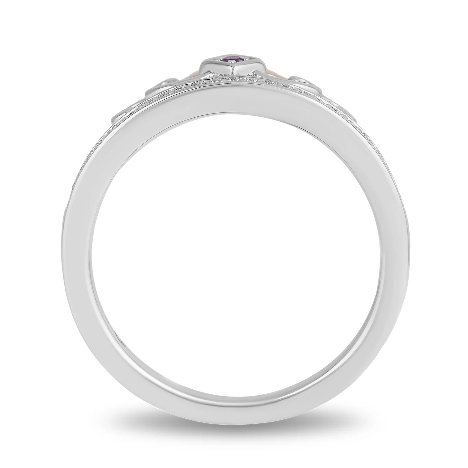 Enchanted Disney Fine Jewelry Black Rhodium and 14K Rose Gold Over Sterling Silver with 1/5 CTTW Diamonds and Amethyst Ariel Ursula Duo Ring - Image 3