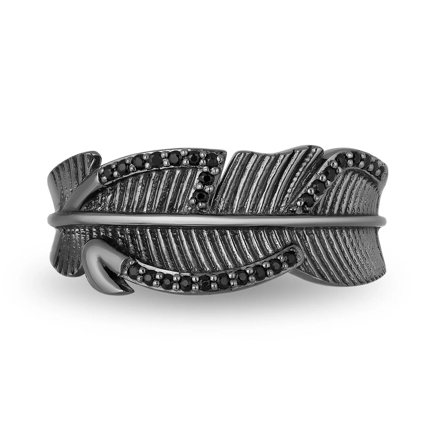 Enchanted Disney Fine Jewelry Black Rhodium Over Sterling Silver 1/10 CTTW Maleficent Villain Ring - Image 3